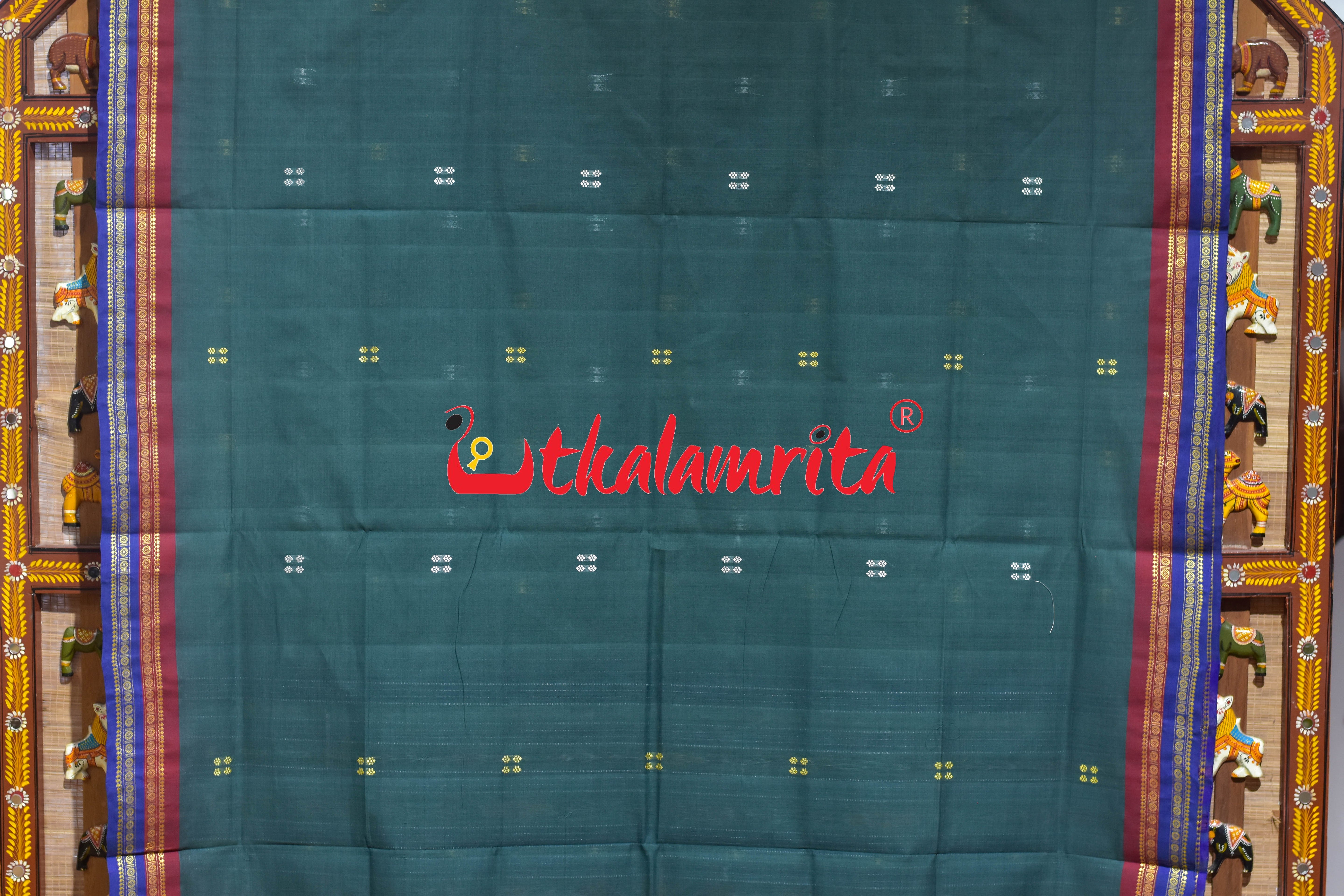 Olive Double Border Doby Pittala Single Cotton Saree