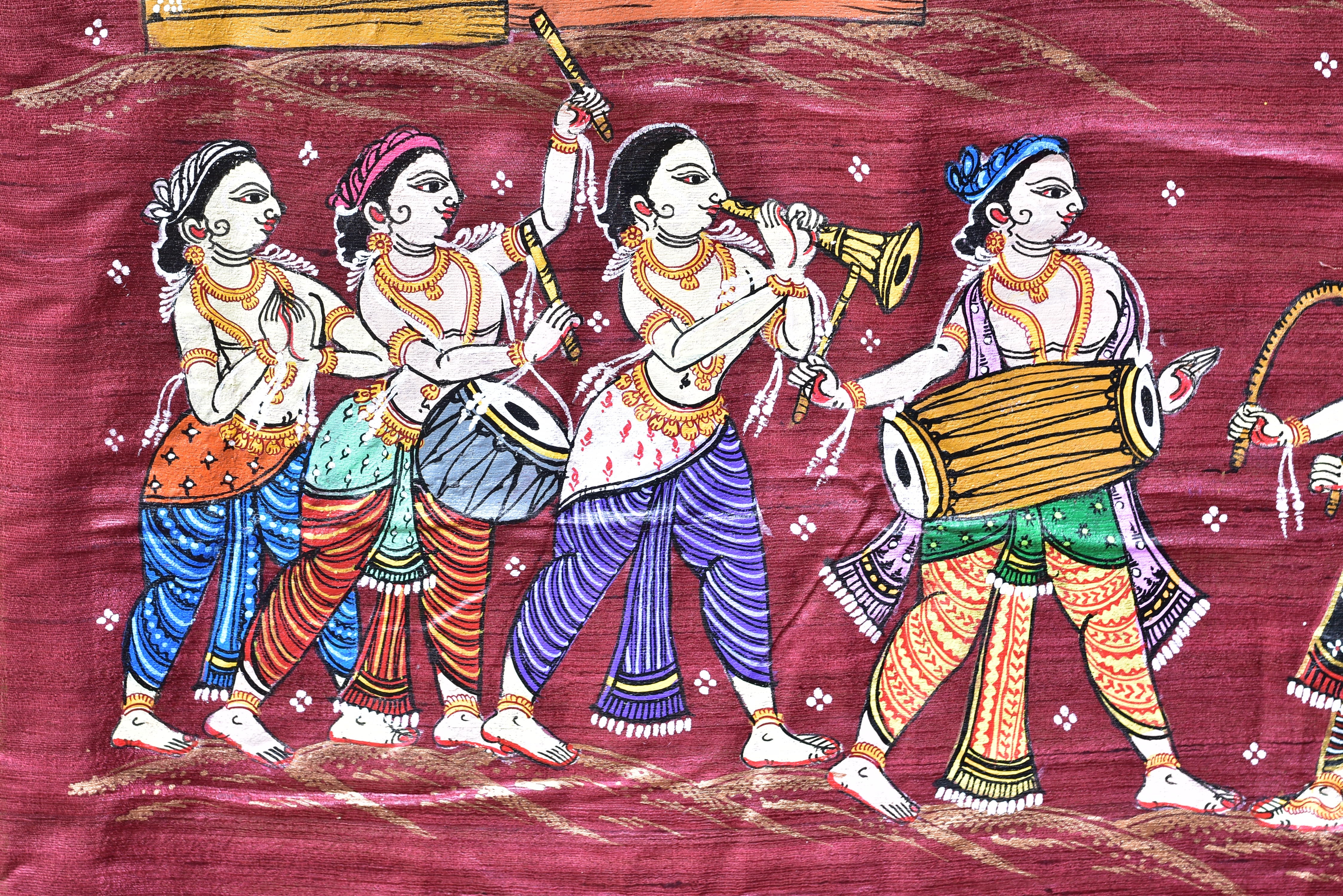 Jhamu Jatra Ghicha Tussar Ghee Maroon Saree