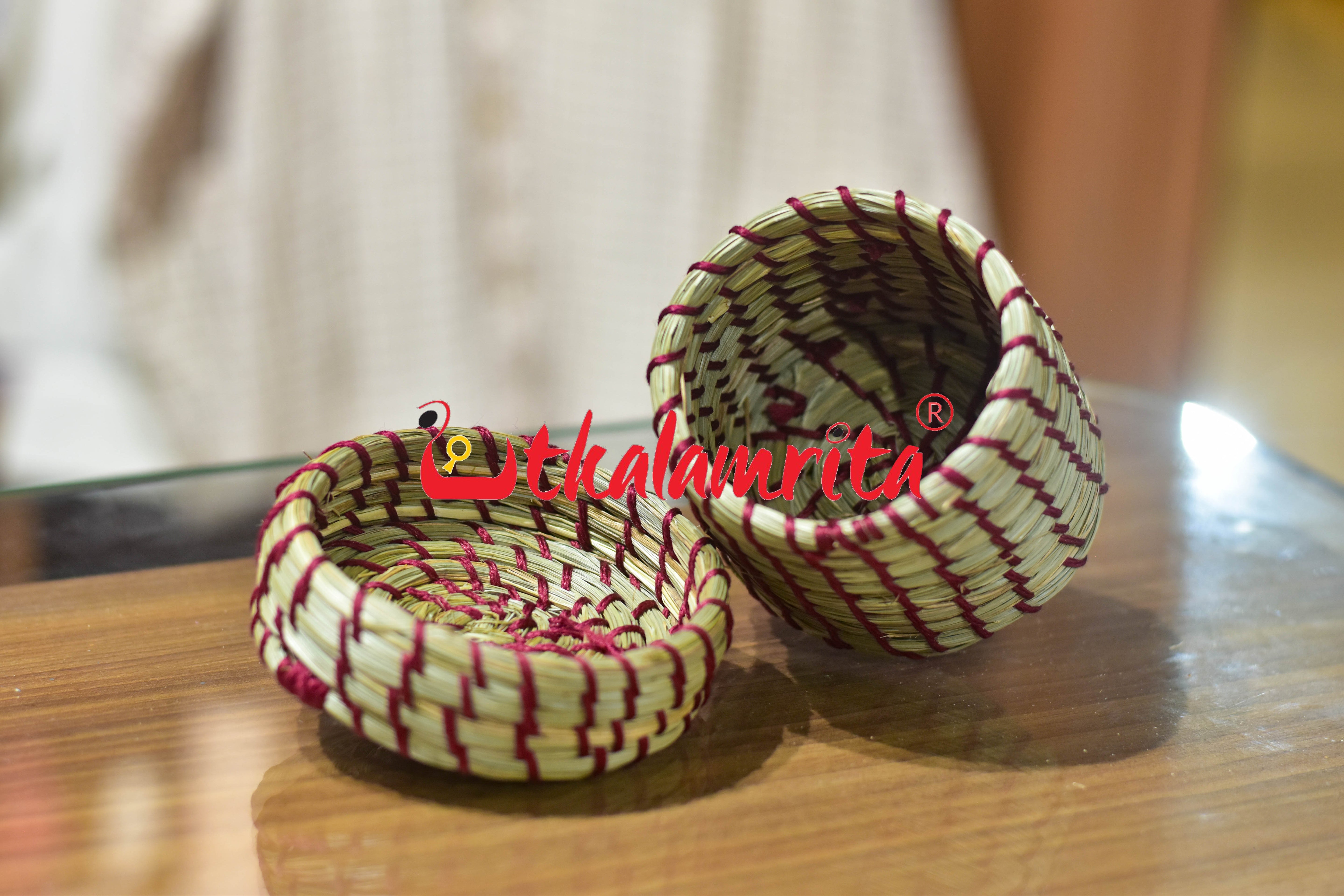 Sabai Grass Maroon Thread Jewellery Box
