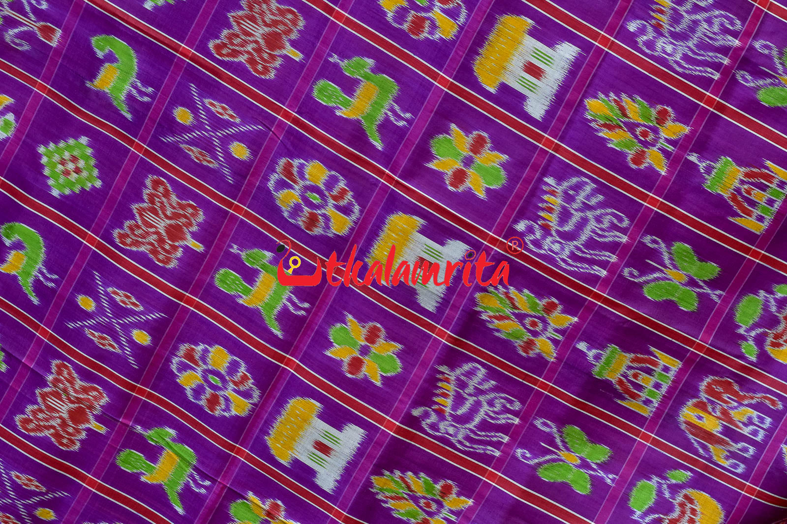 Purple Plain Nabakothi Khandua Silk Saree