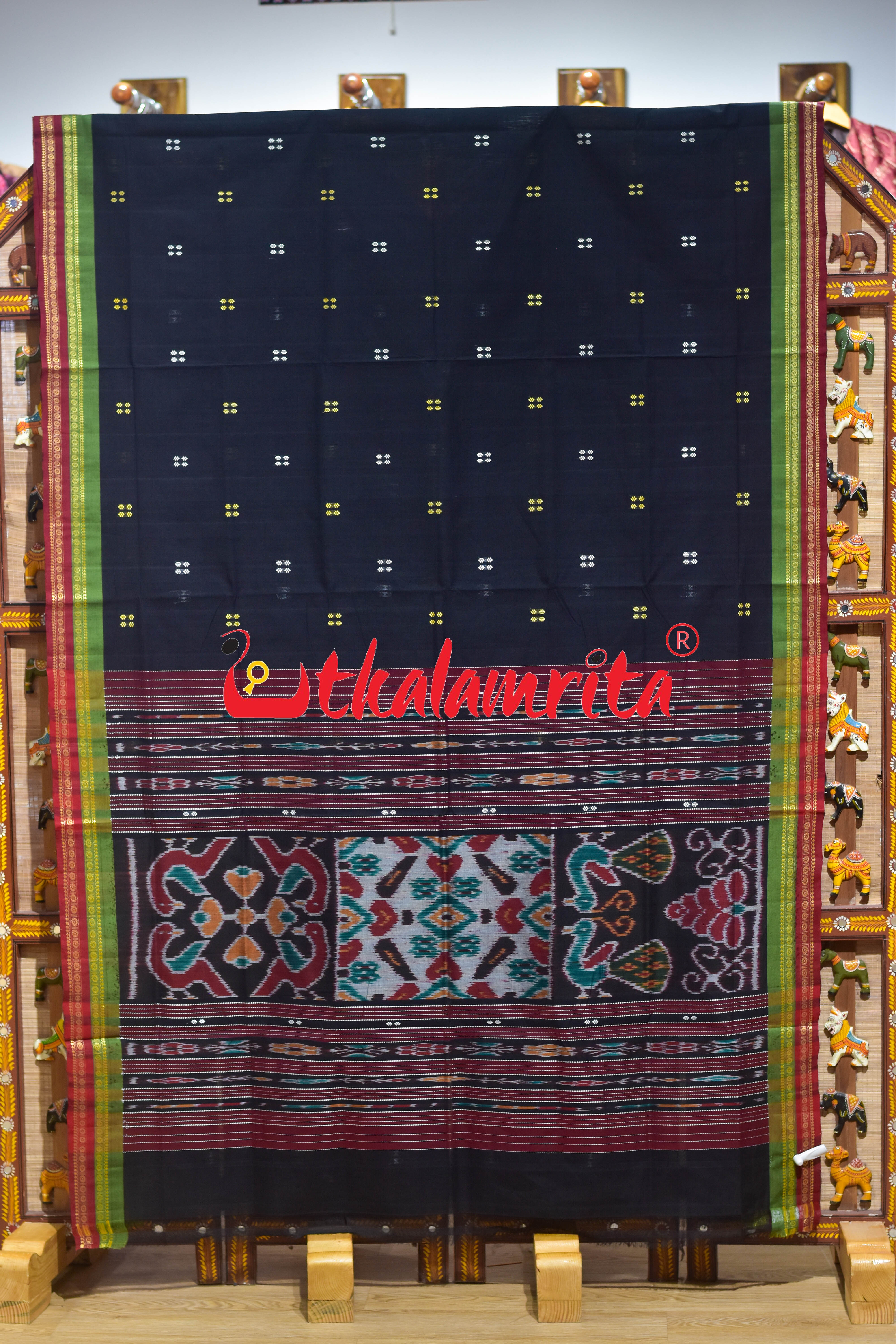 Black Double Border Doby Pittala Single Cotton Saree