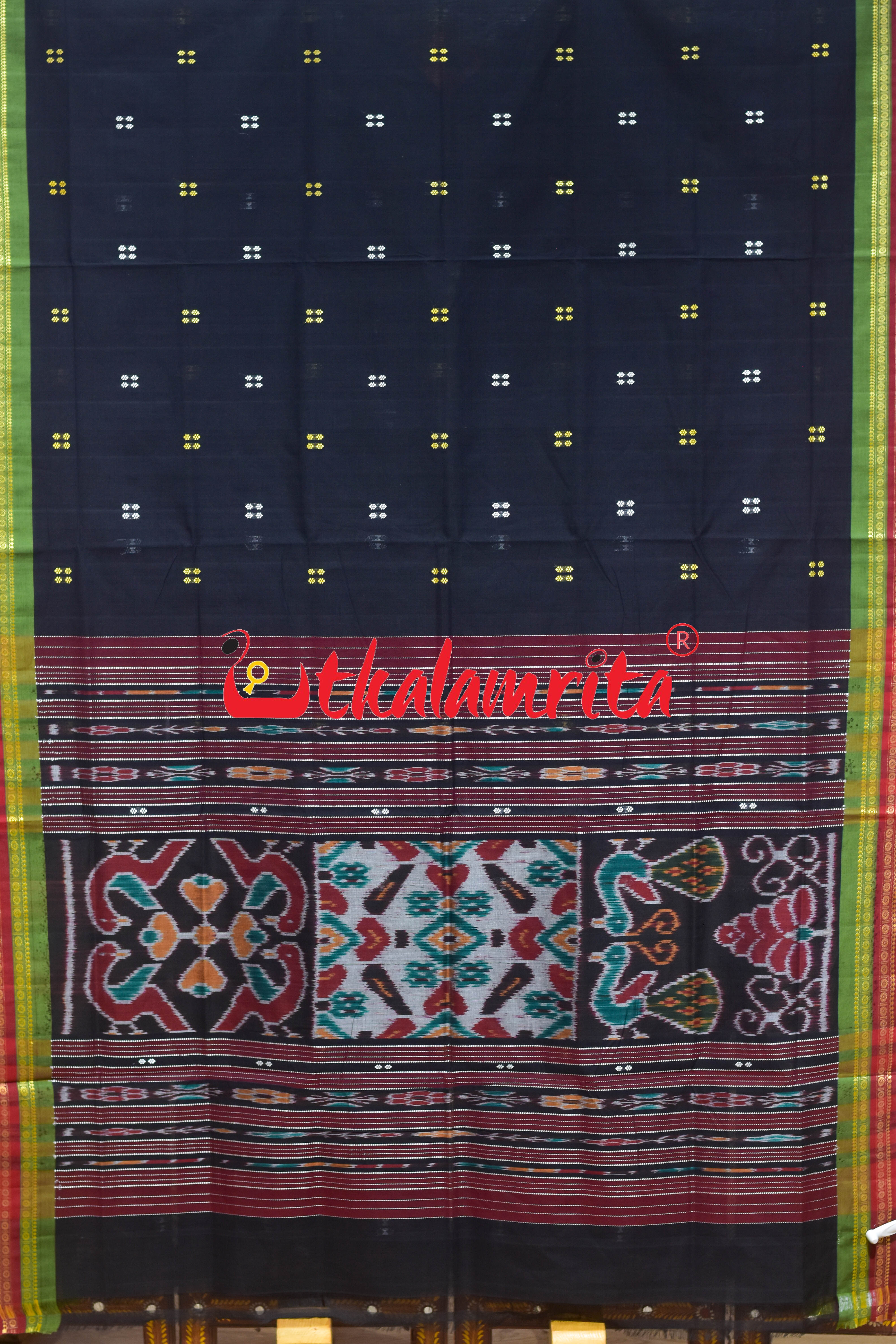 Black Double Border Doby Pittala Single Cotton Saree