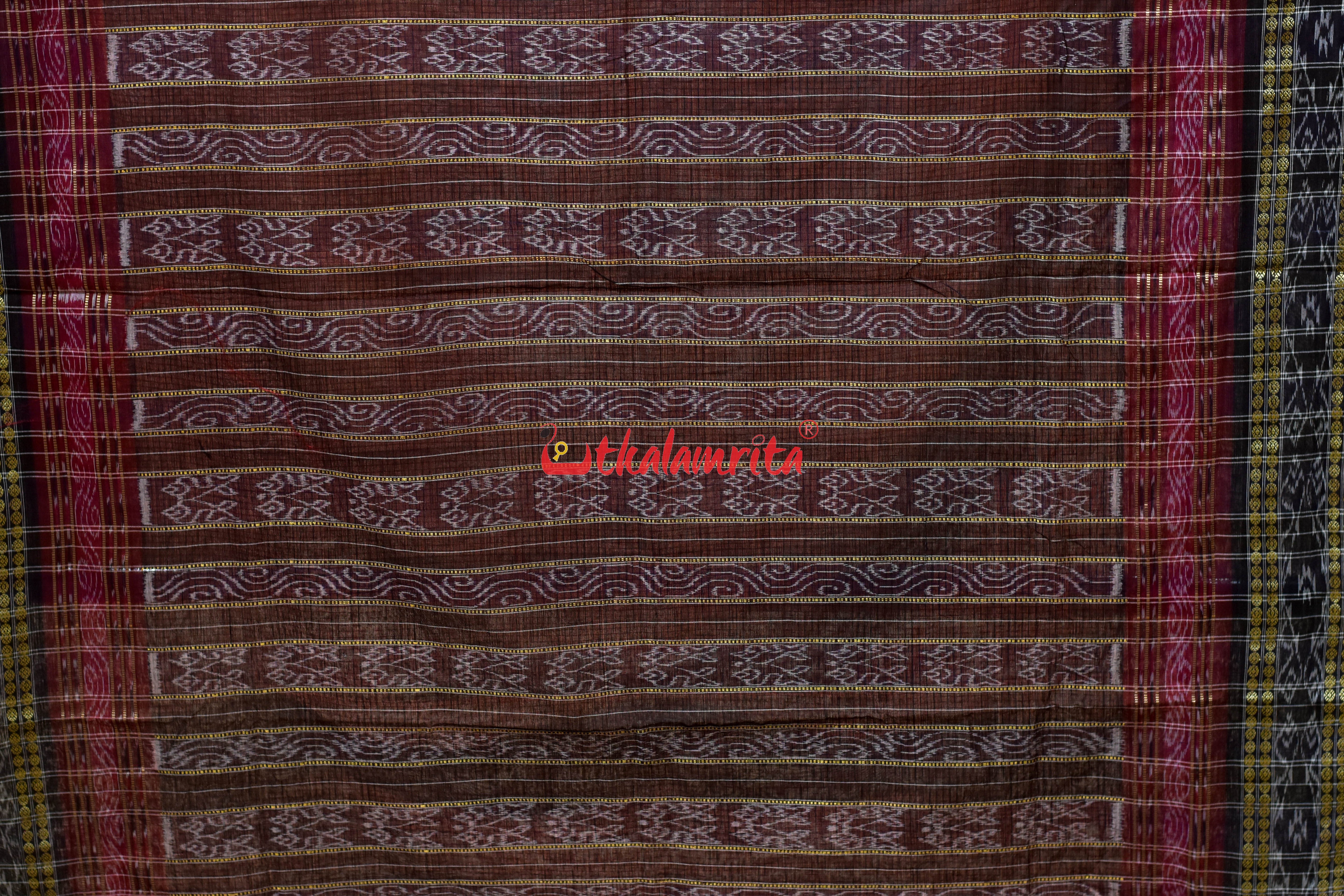 Peel Orange Sachipar Khandua Cotton Saree