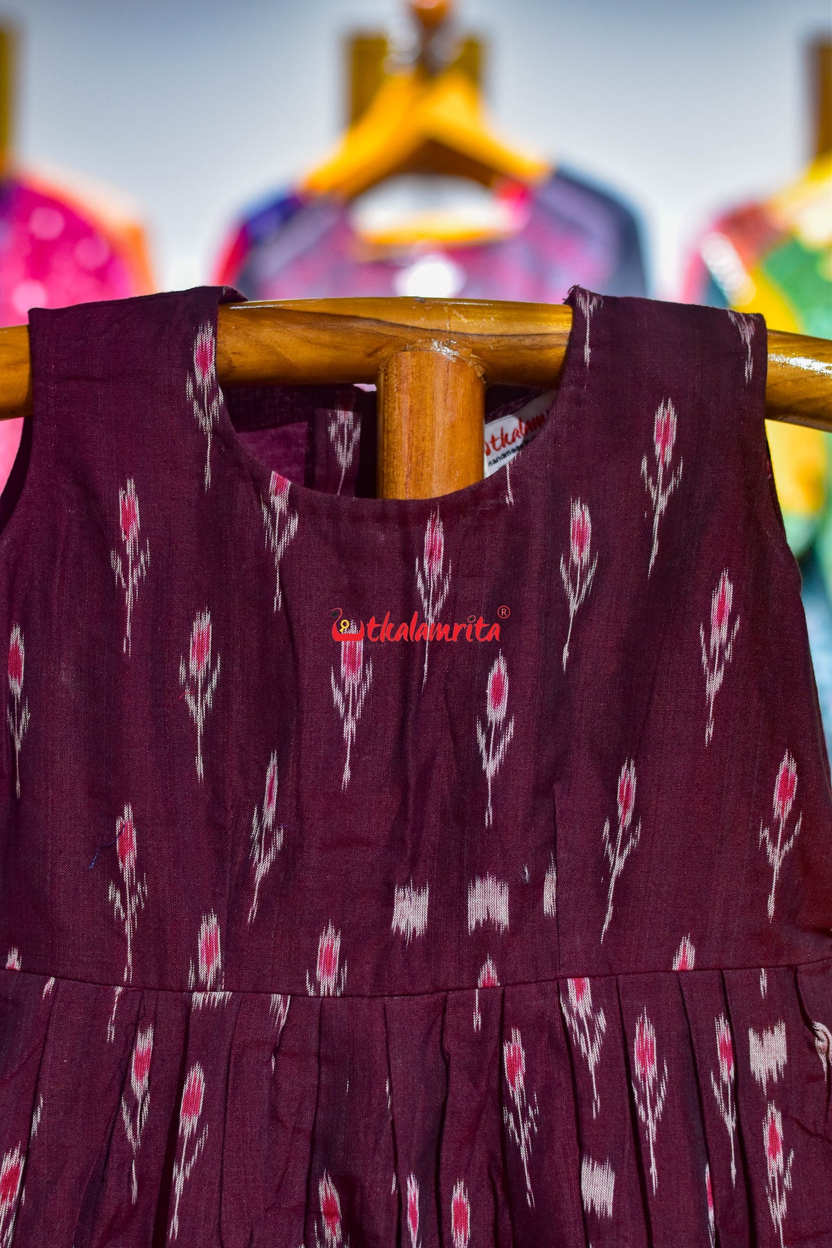 Maroon Labanga Bandha English Alphabets (Kid's Frock)