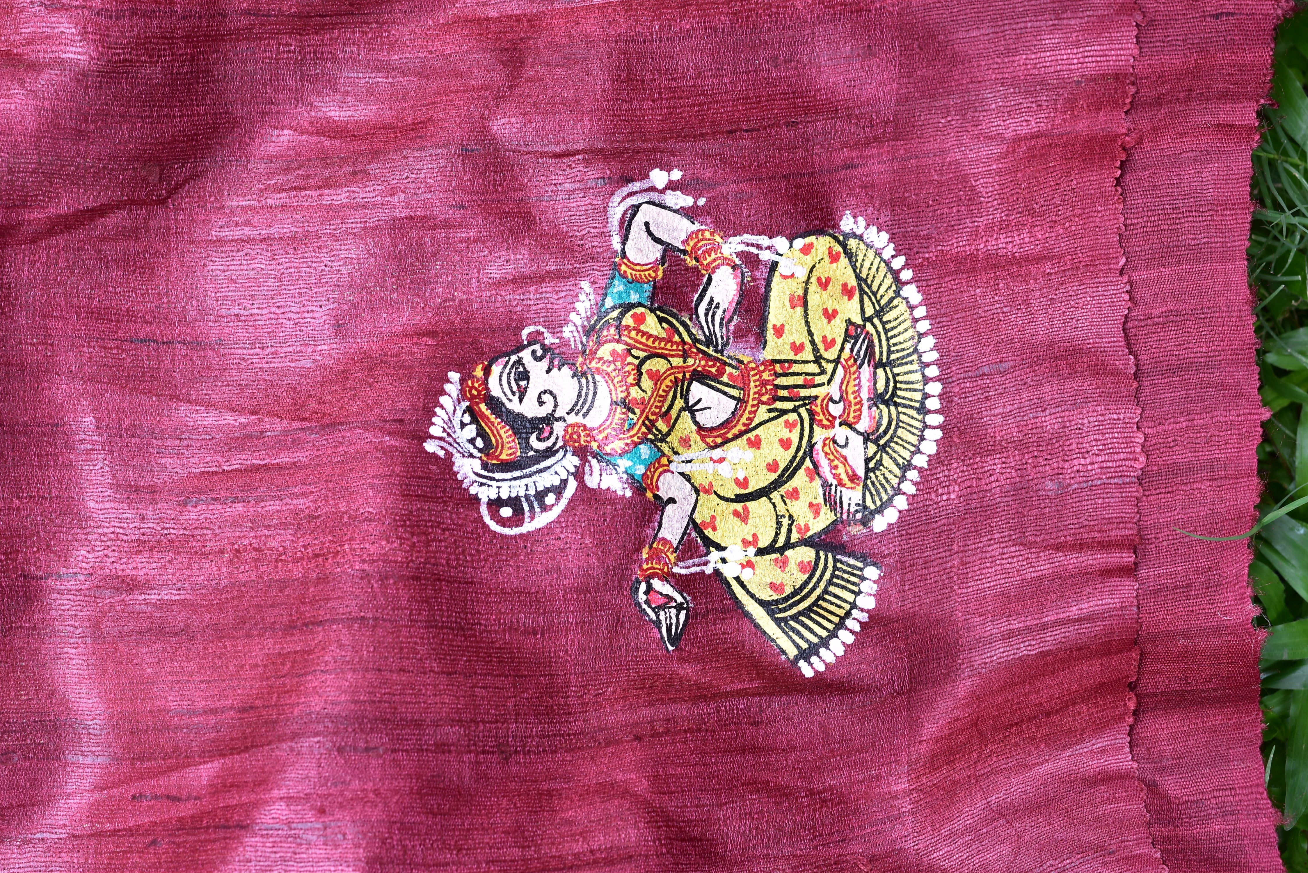 Jhamu Jatra Ghicha Tussar Ghee Maroon Saree