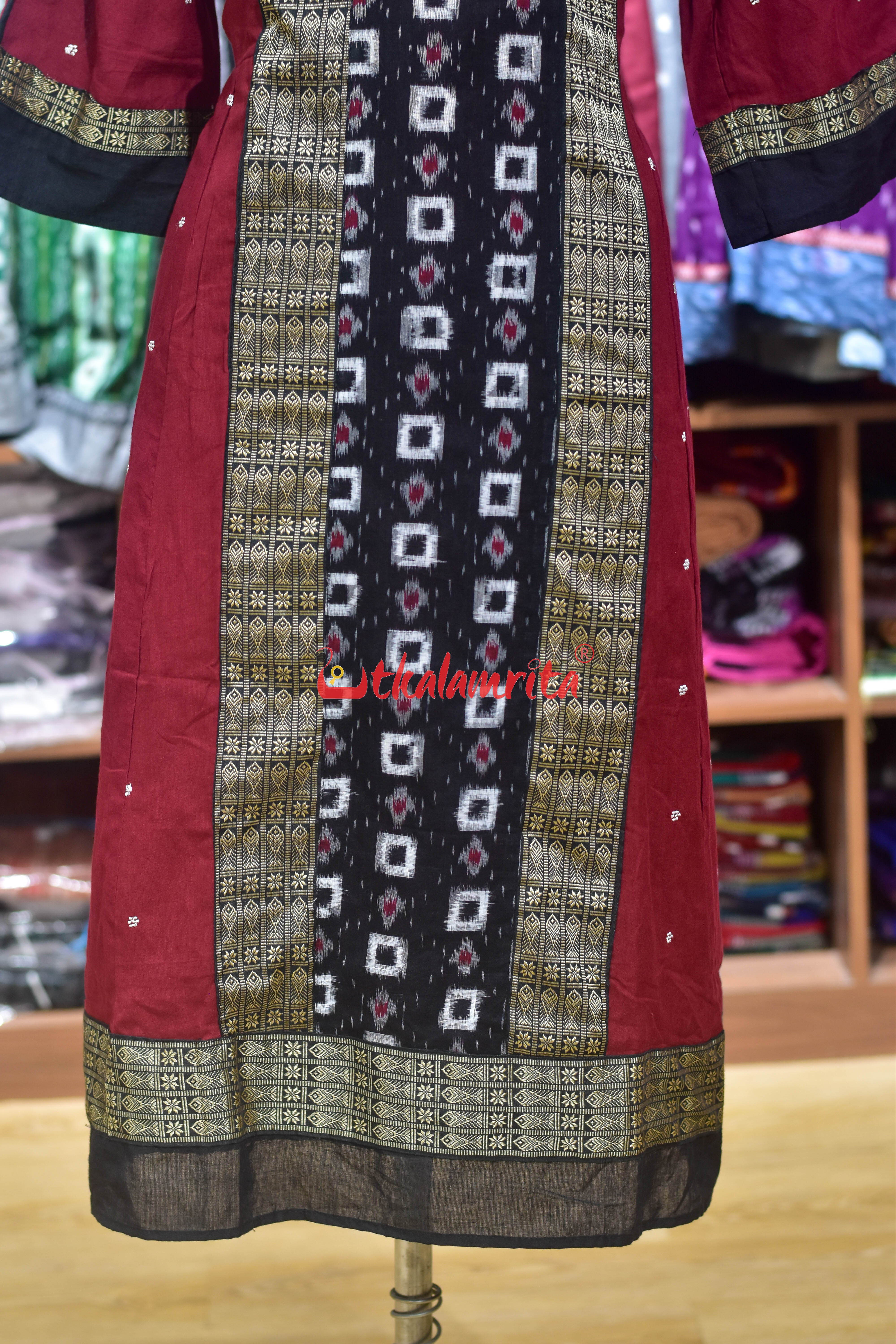Maroon with White Buti Middle Design (Anarkali)