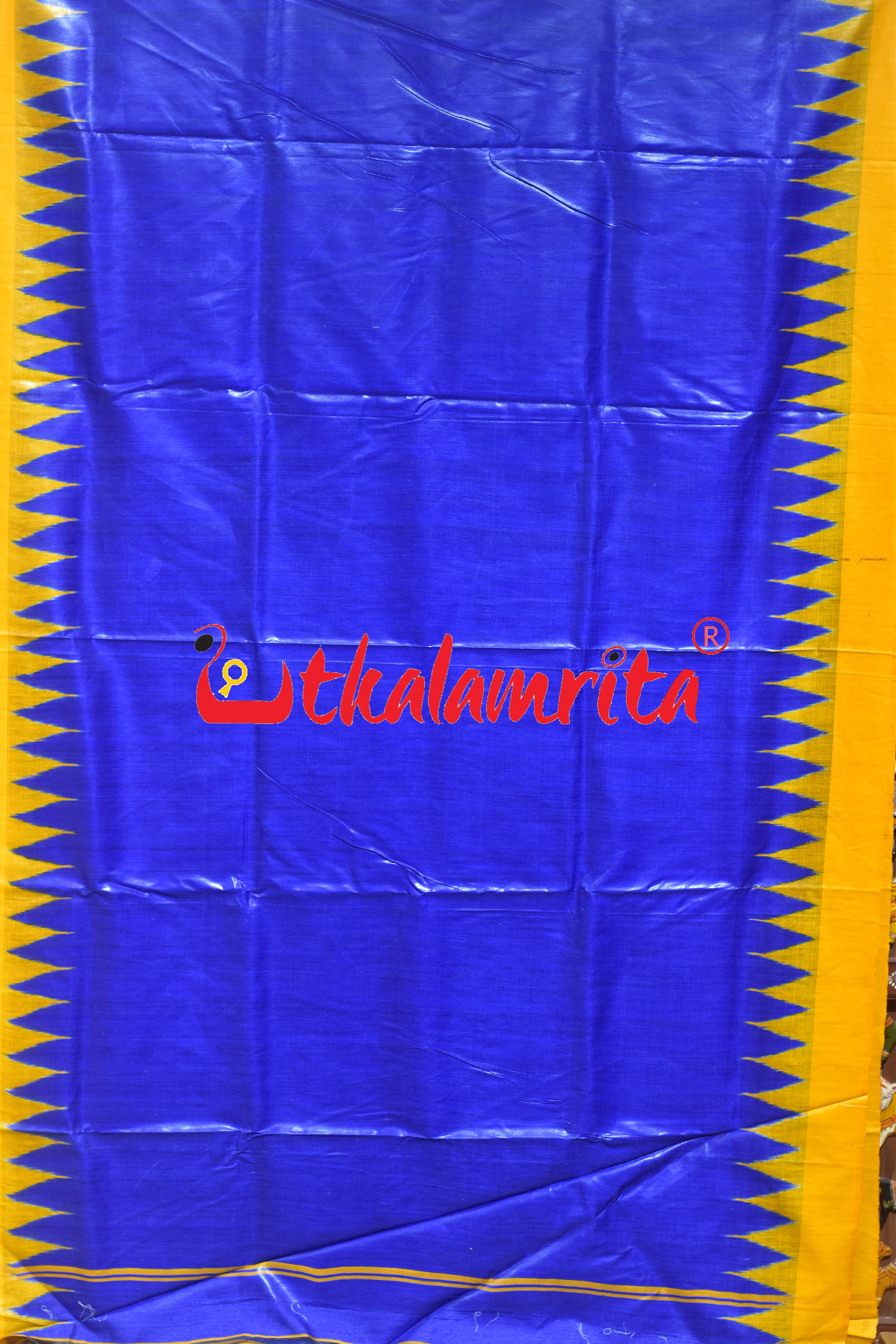 Blue Yellow Kumbha Border Tussar Silk (Joda)