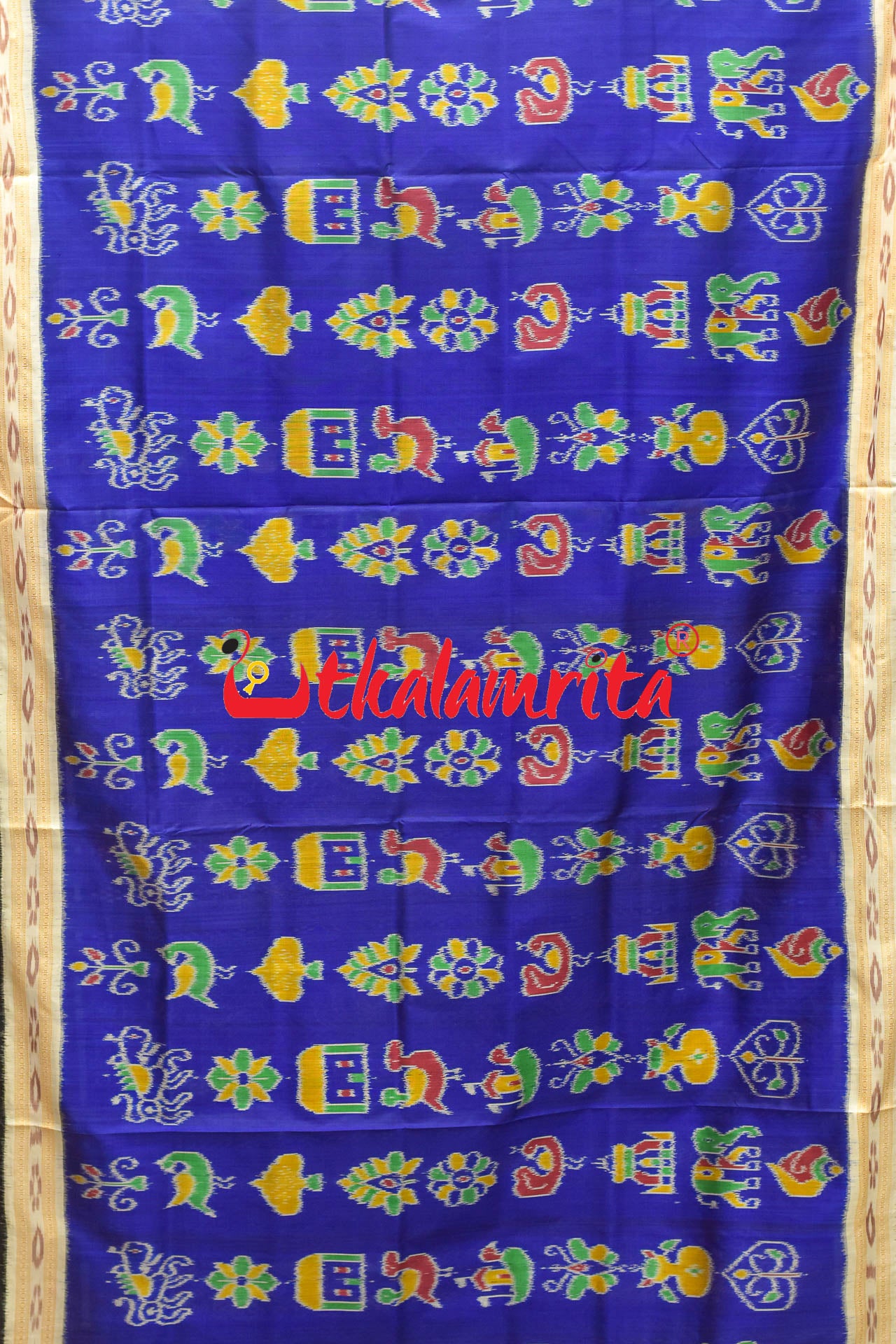 Blue Nabarangi Double Border Khandua Silk Saree