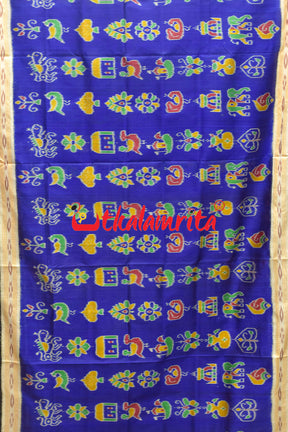 Blue Nabarangi Double Border Khandua Silk Saree