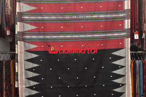 Red Body Work Black Anchal Original Ganjam Bomkai Cotton Saree