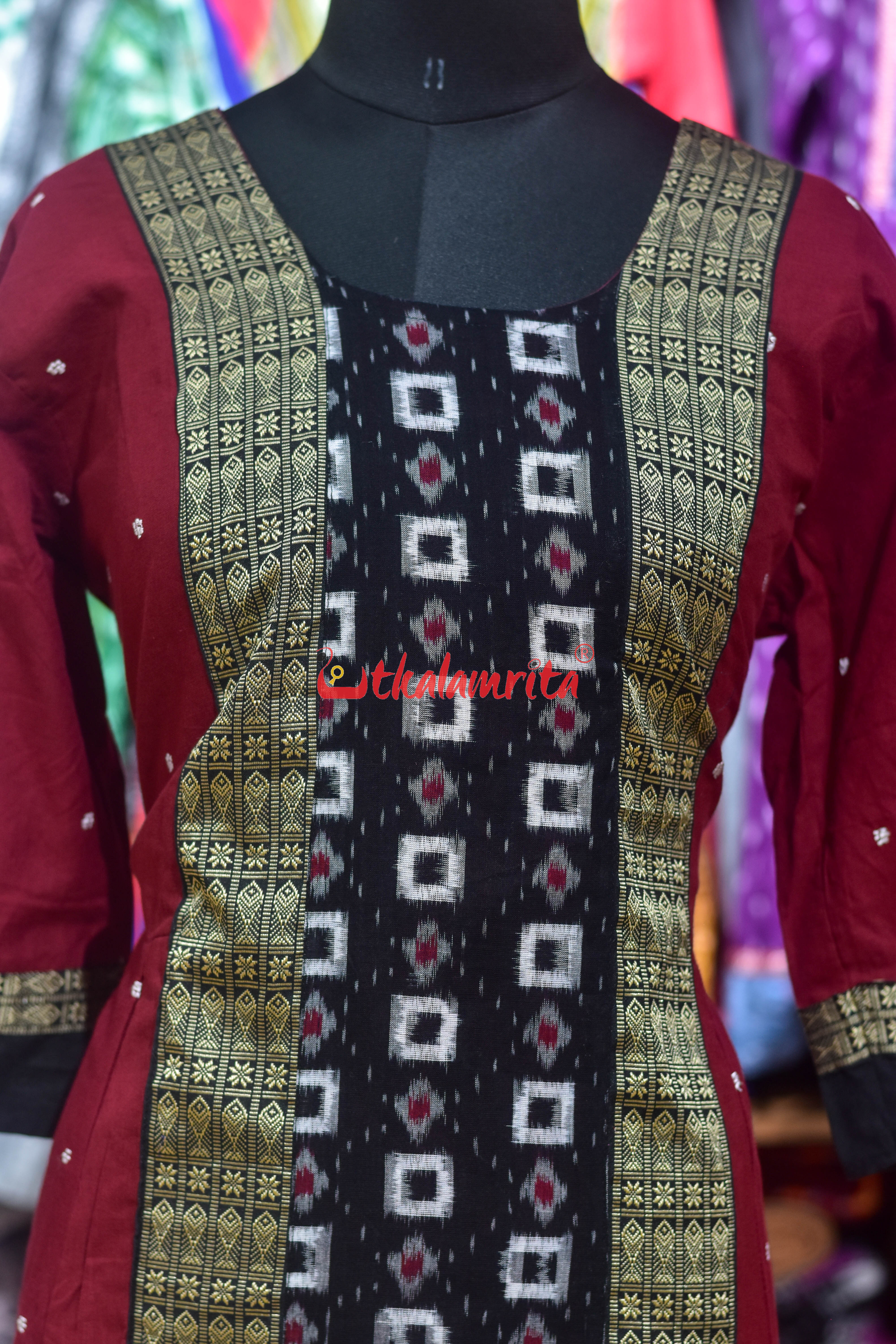 Maroon with White Buti Middle Design (Anarkali)