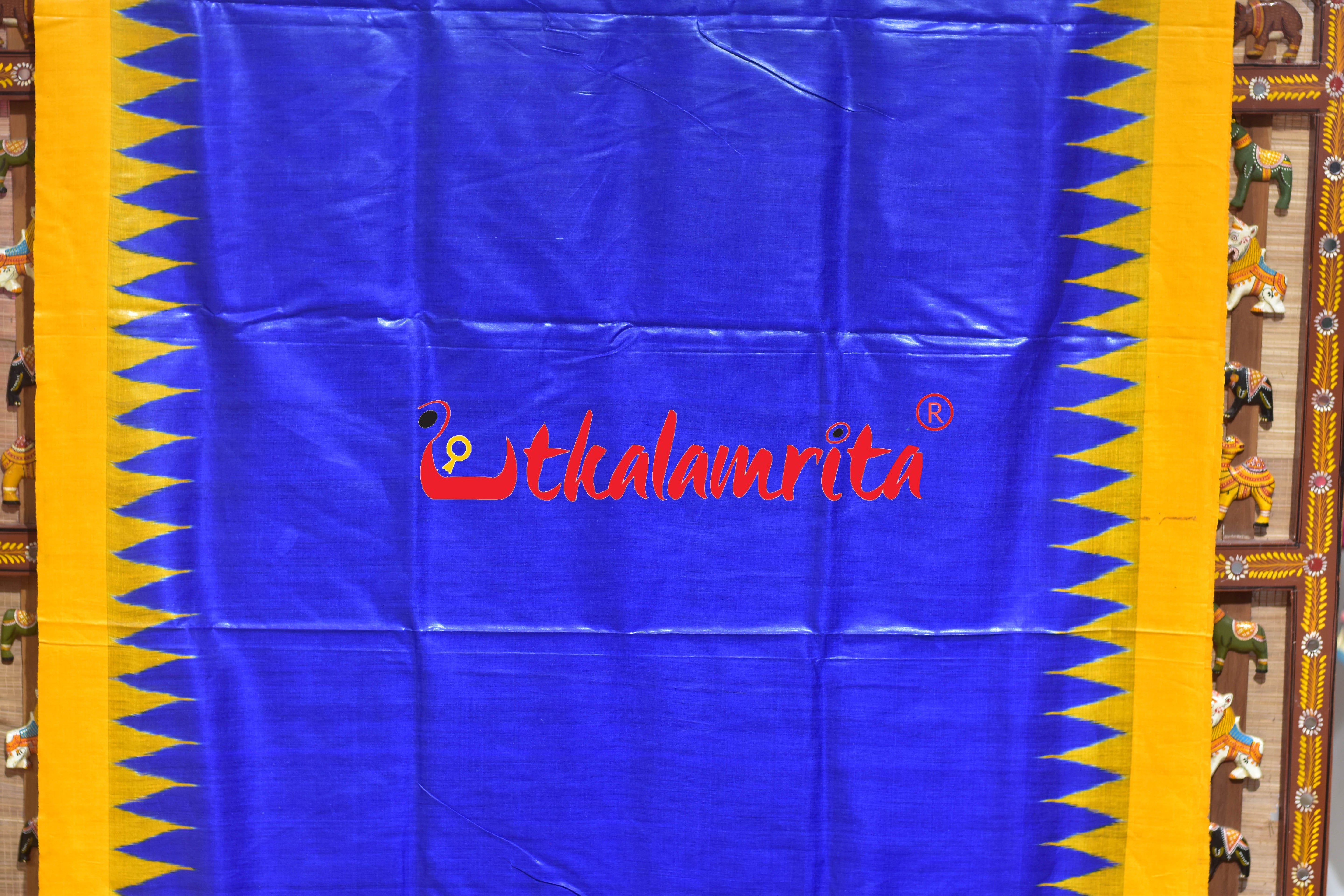 Blue Yellow Kumbha Border Tussar Silk (Joda)