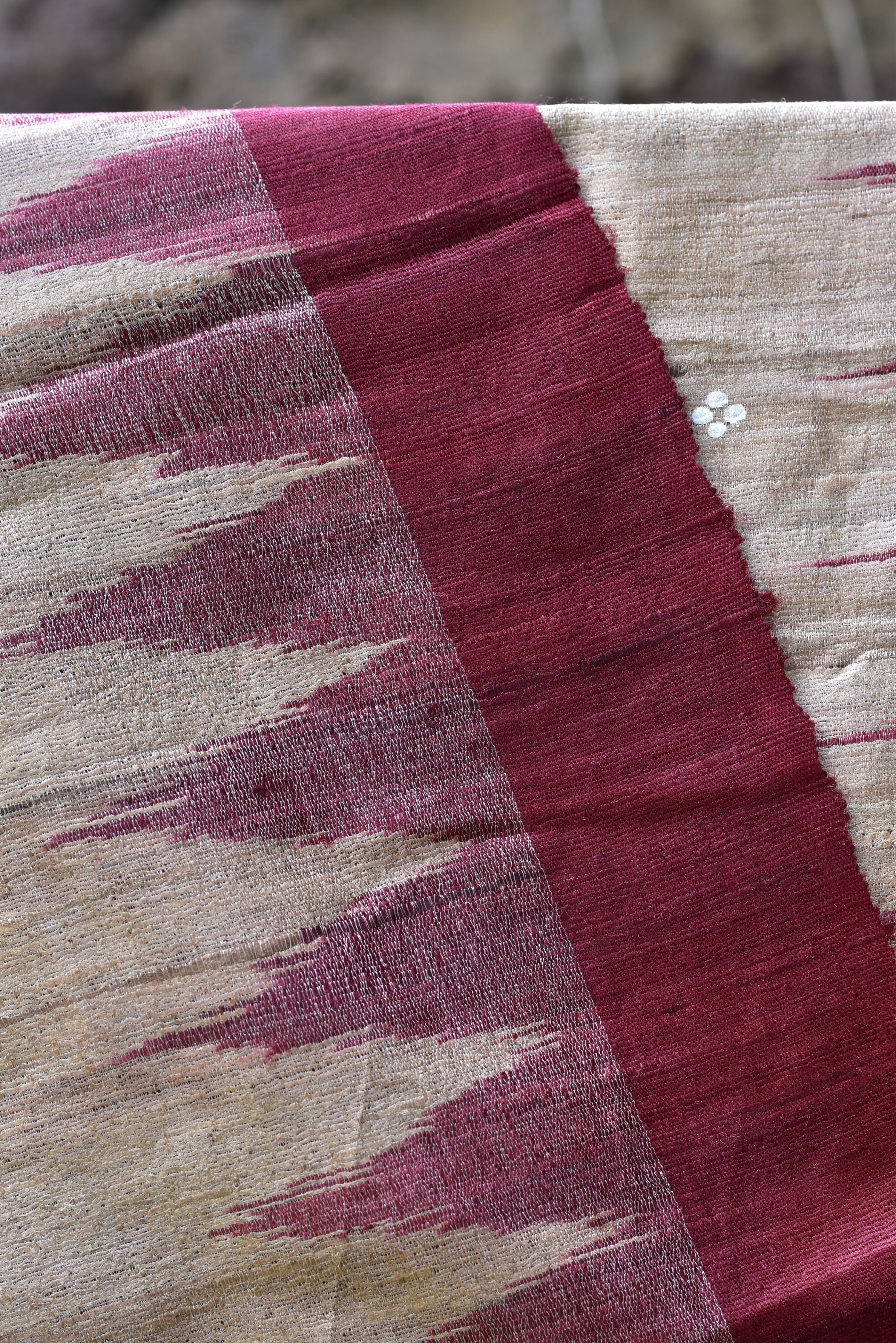 Jhamu Jatra Ghicha Tussar Ghee Maroon Saree