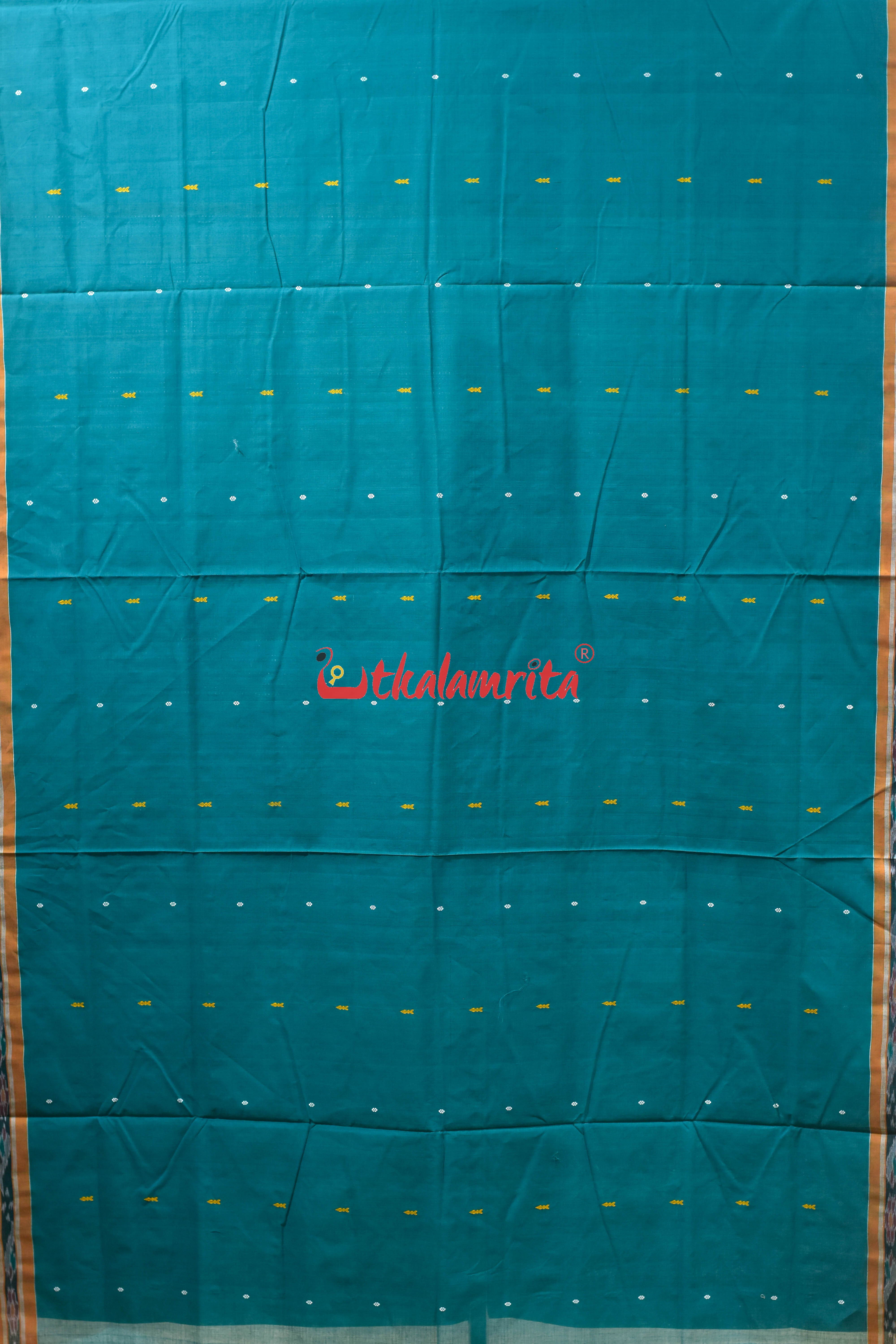 Teal Yellow Padma Pittala Single Cotton Saree