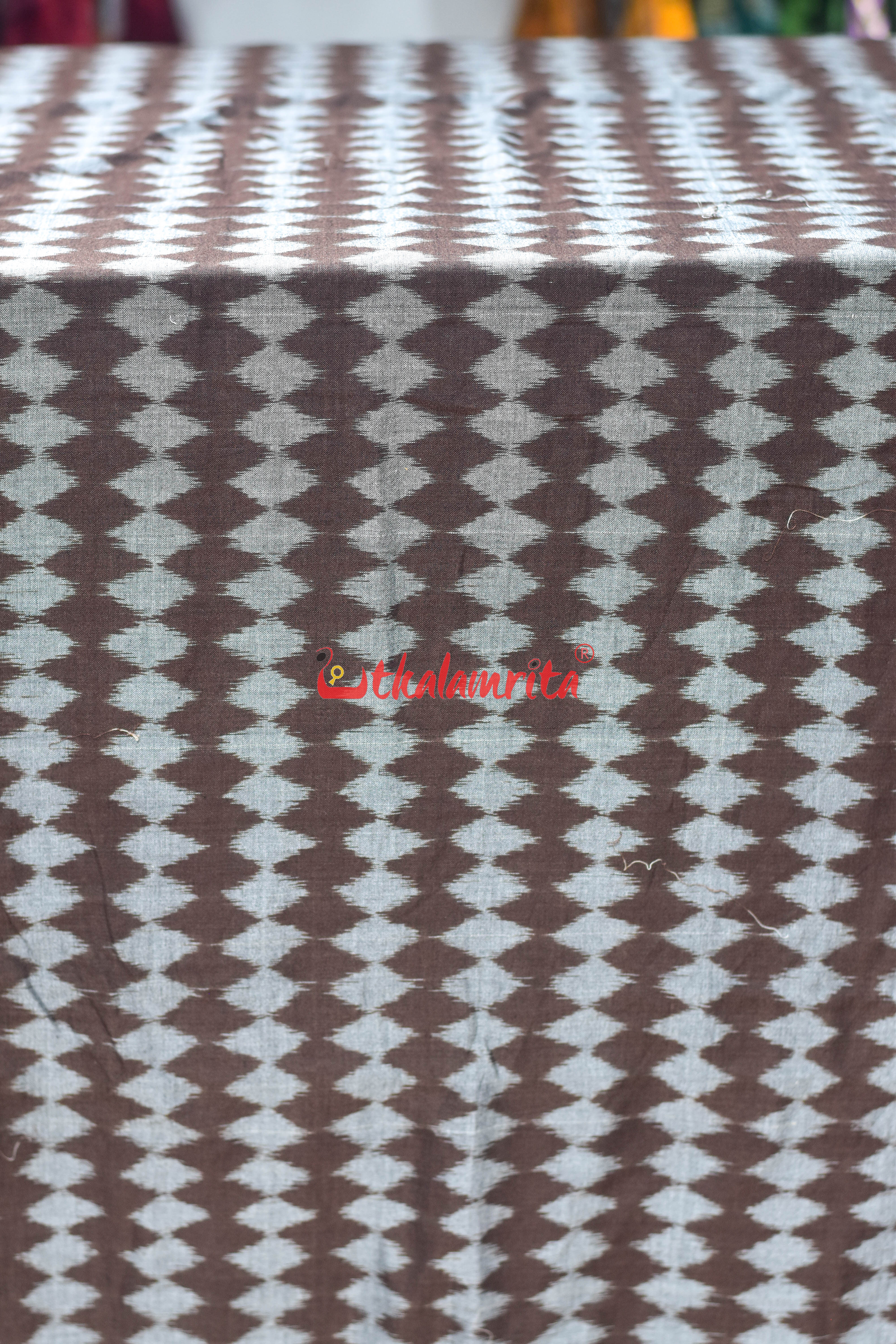 Grey Dots on Coffee Ikat Cotton (Fabric)