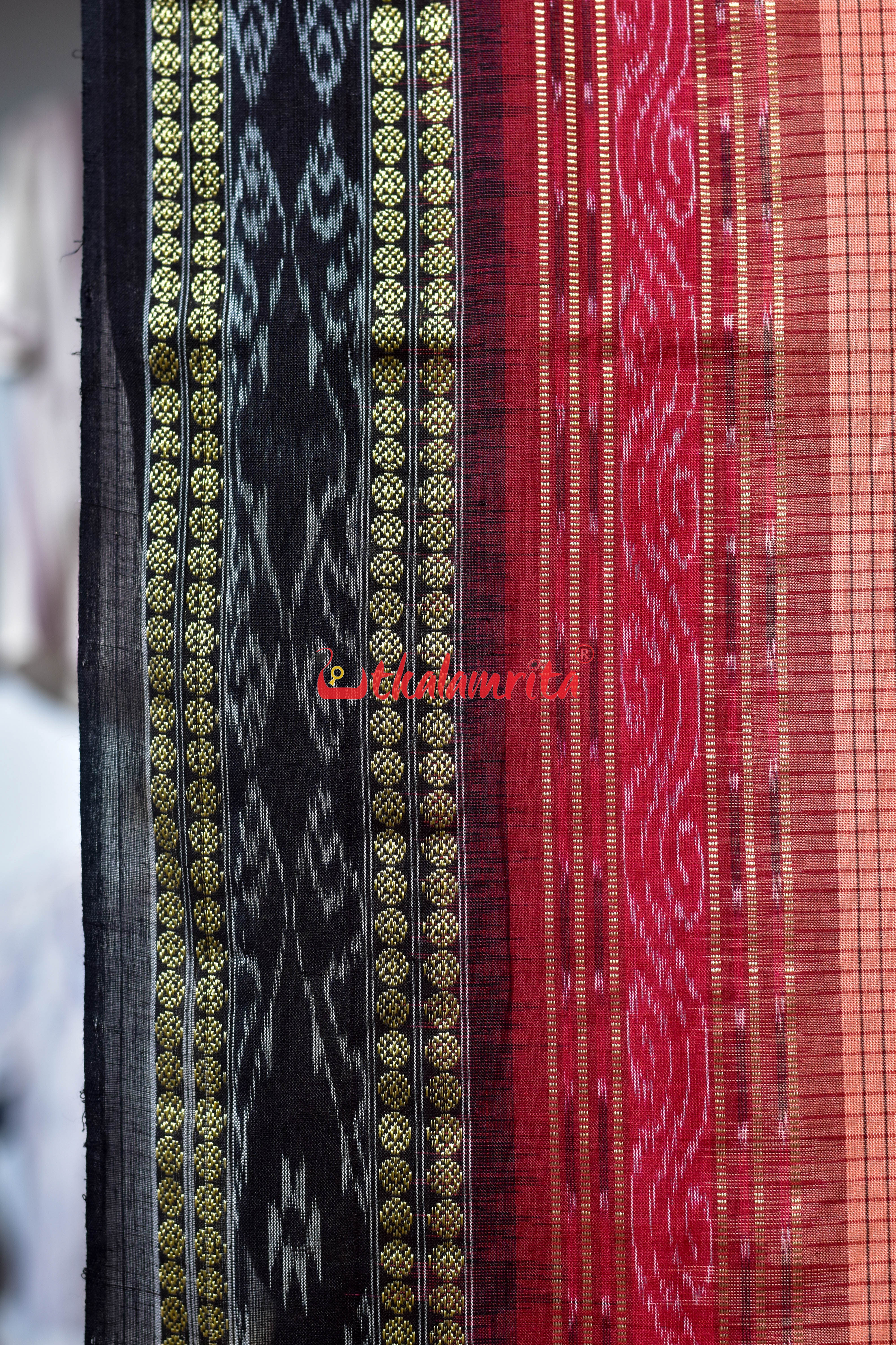 Peel Orange Sachipar Khandua Cotton Saree