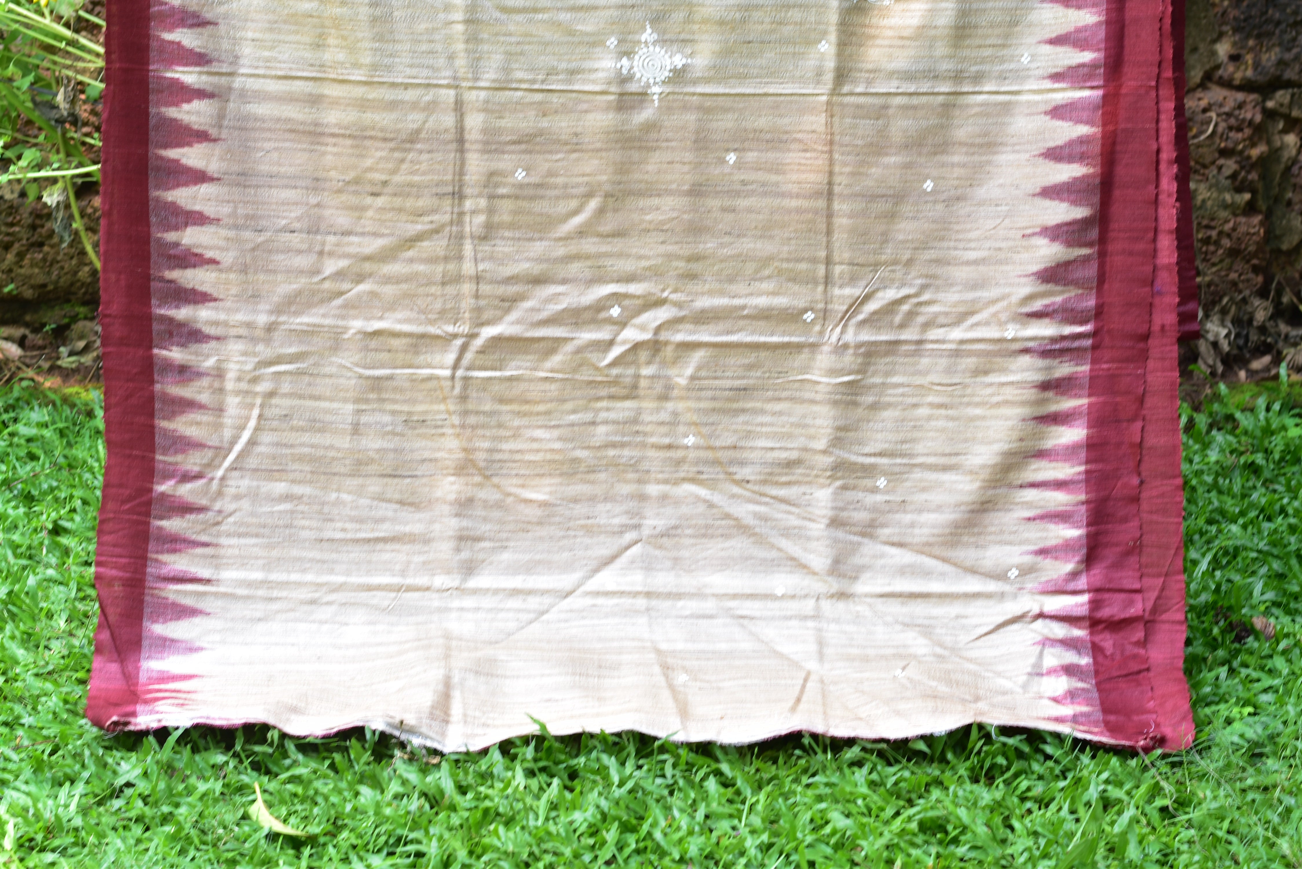 Jhamu Jatra Ghicha Tussar Ghee Maroon Saree