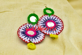 White Rounds Doubble Mirrors (Pipli applique danglers)