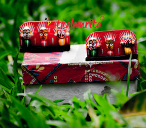 Small Wooden Lord Jagannath, Balabhadra, Subhadra Showpiece