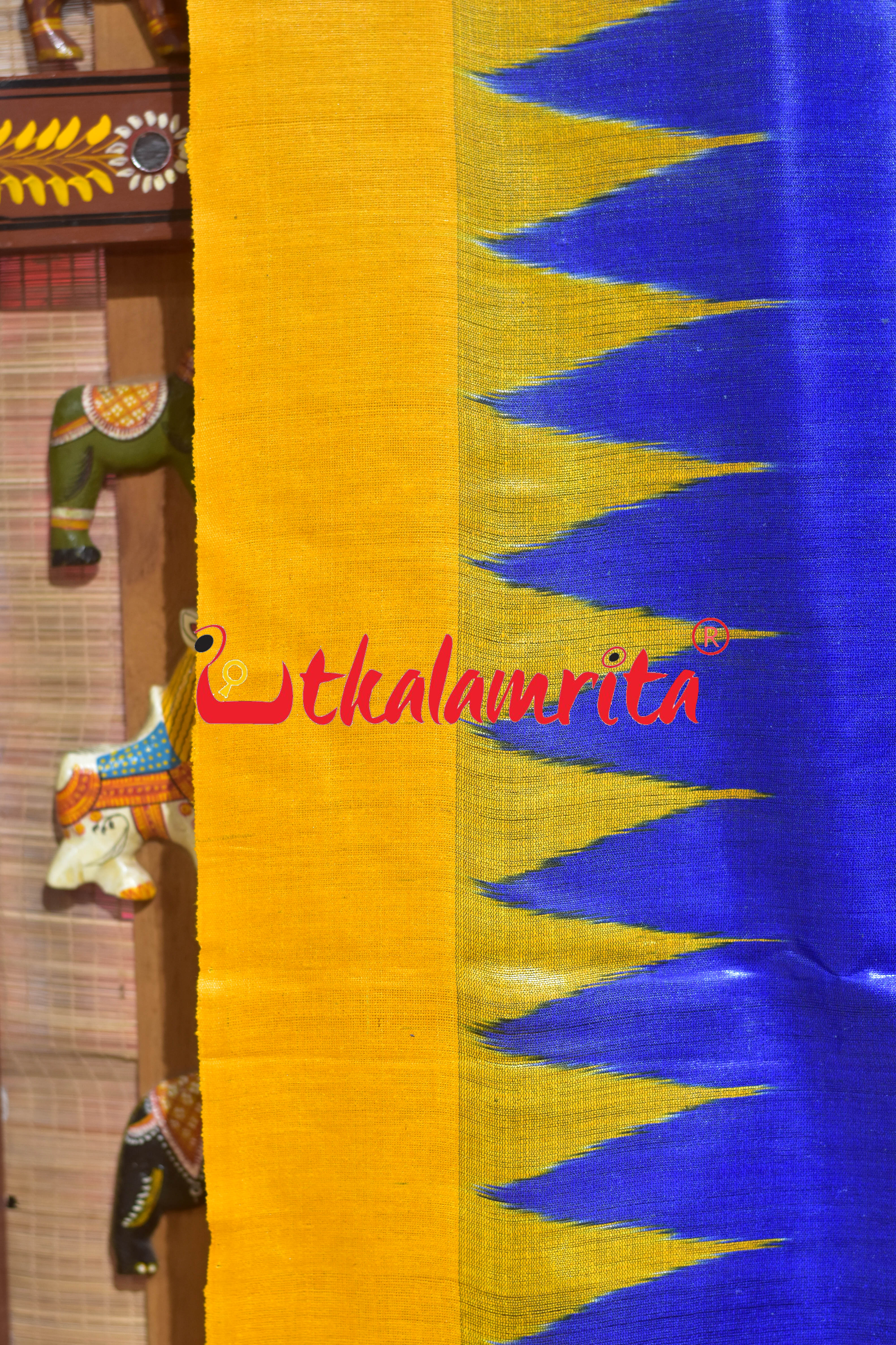 Blue Yellow Kumbha Border Tussar Silk (Joda)
