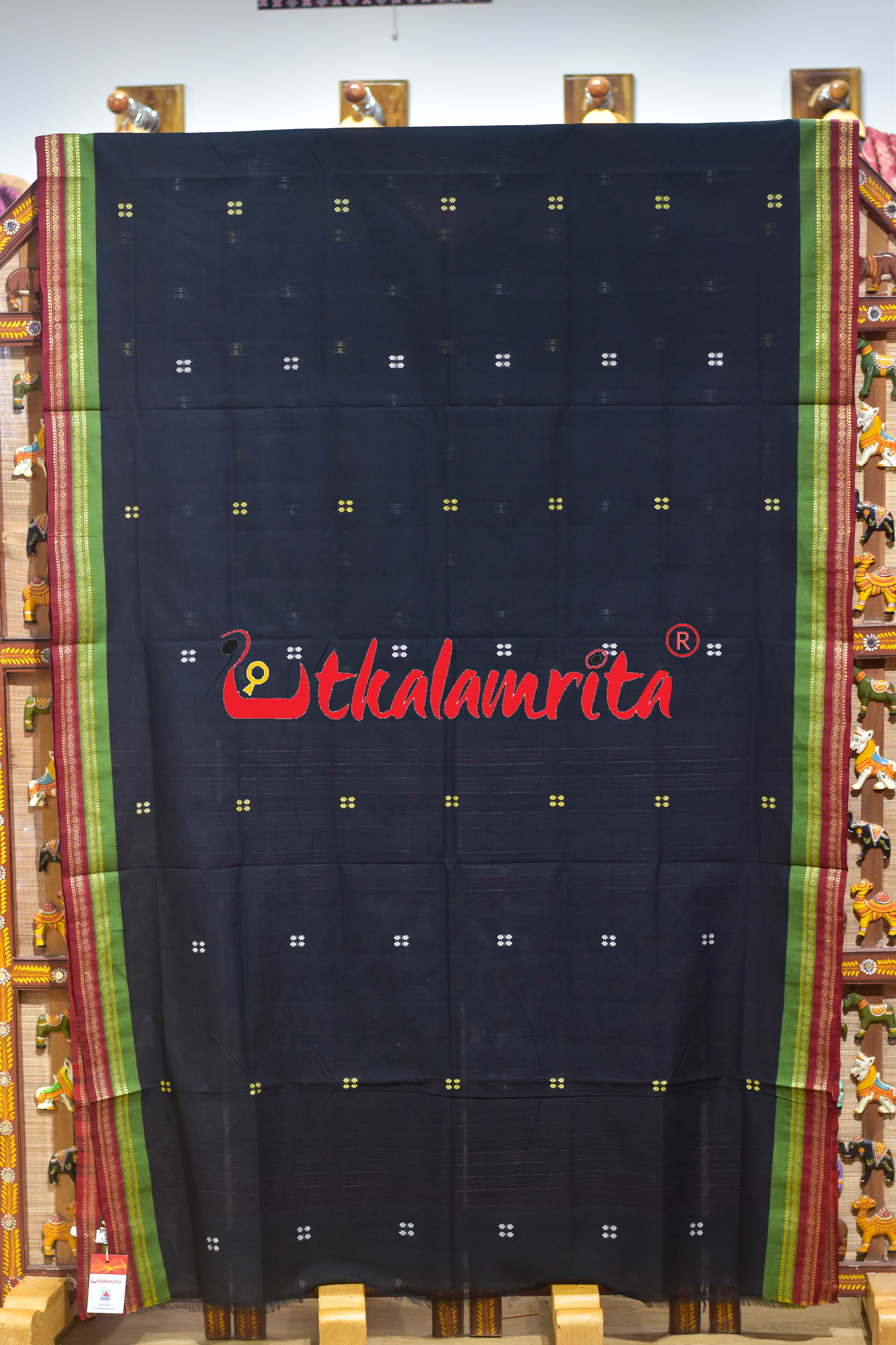 Black Double Border Doby Pittala Single Cotton Saree