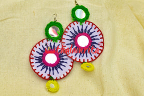 White Rounds Doubble Mirrors (Pipli applique danglers)