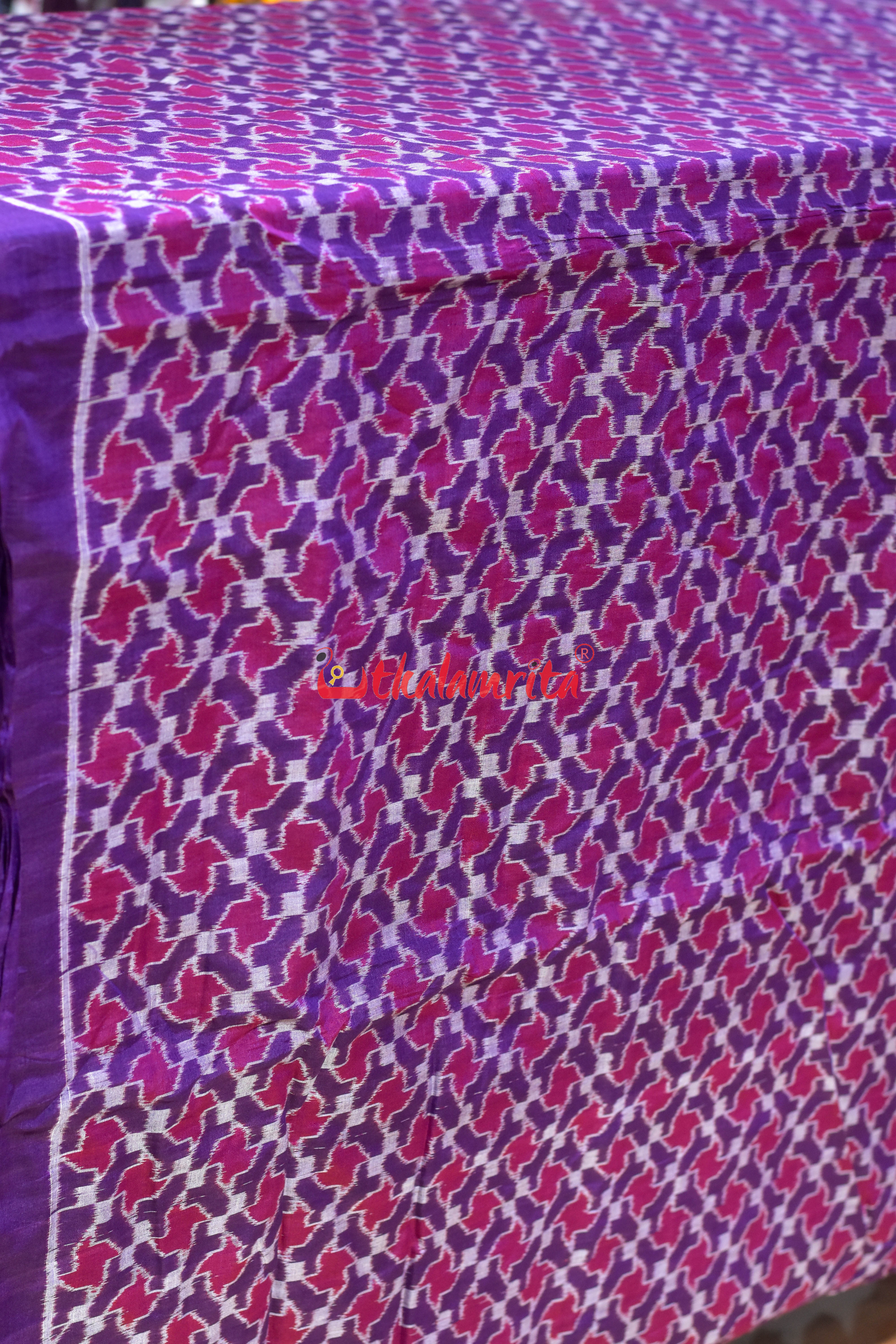 3D Jamun Chakra Purple Sambalpuri Cotton (Fabric)