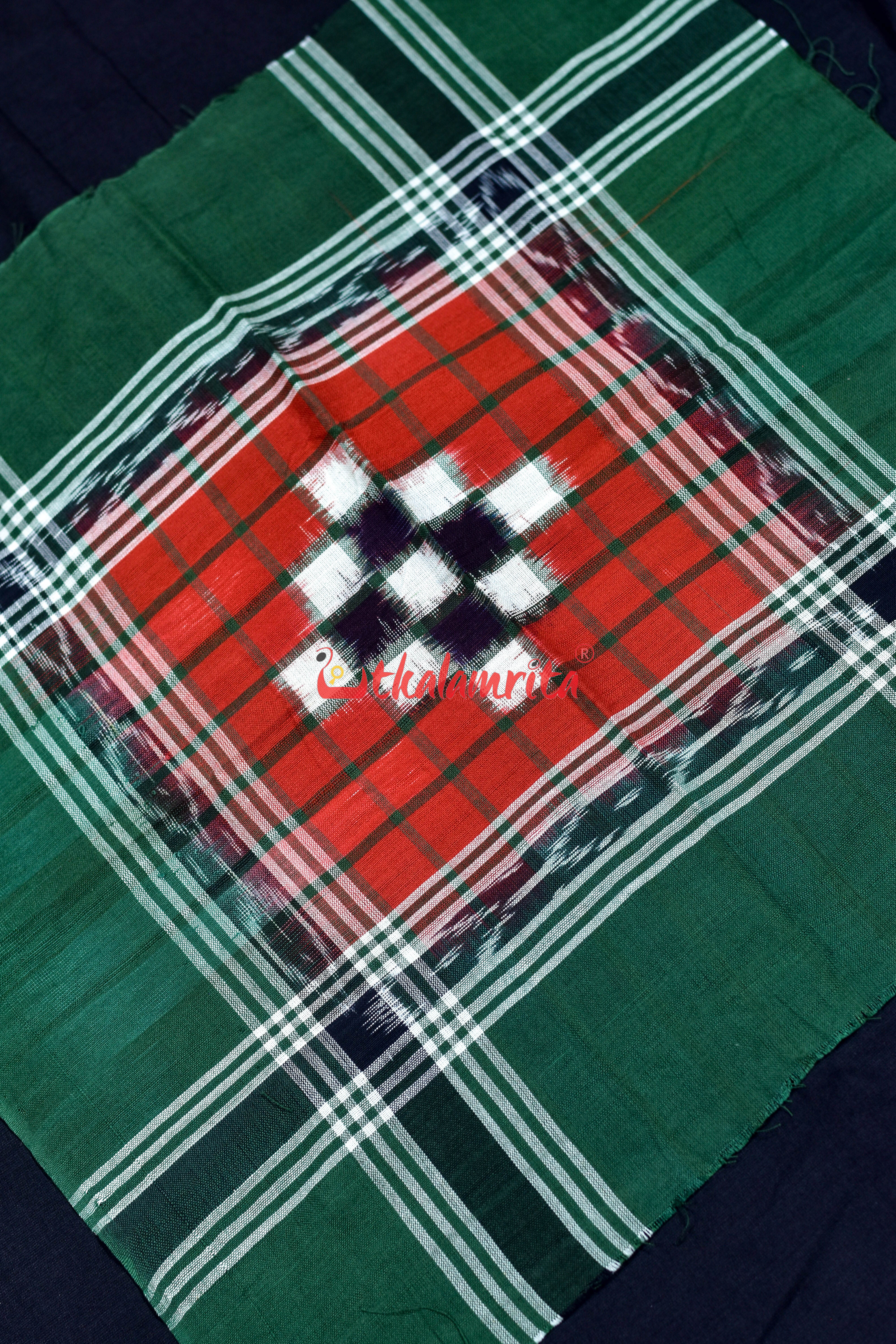 Olive Green Check Pasapali (Rumal)