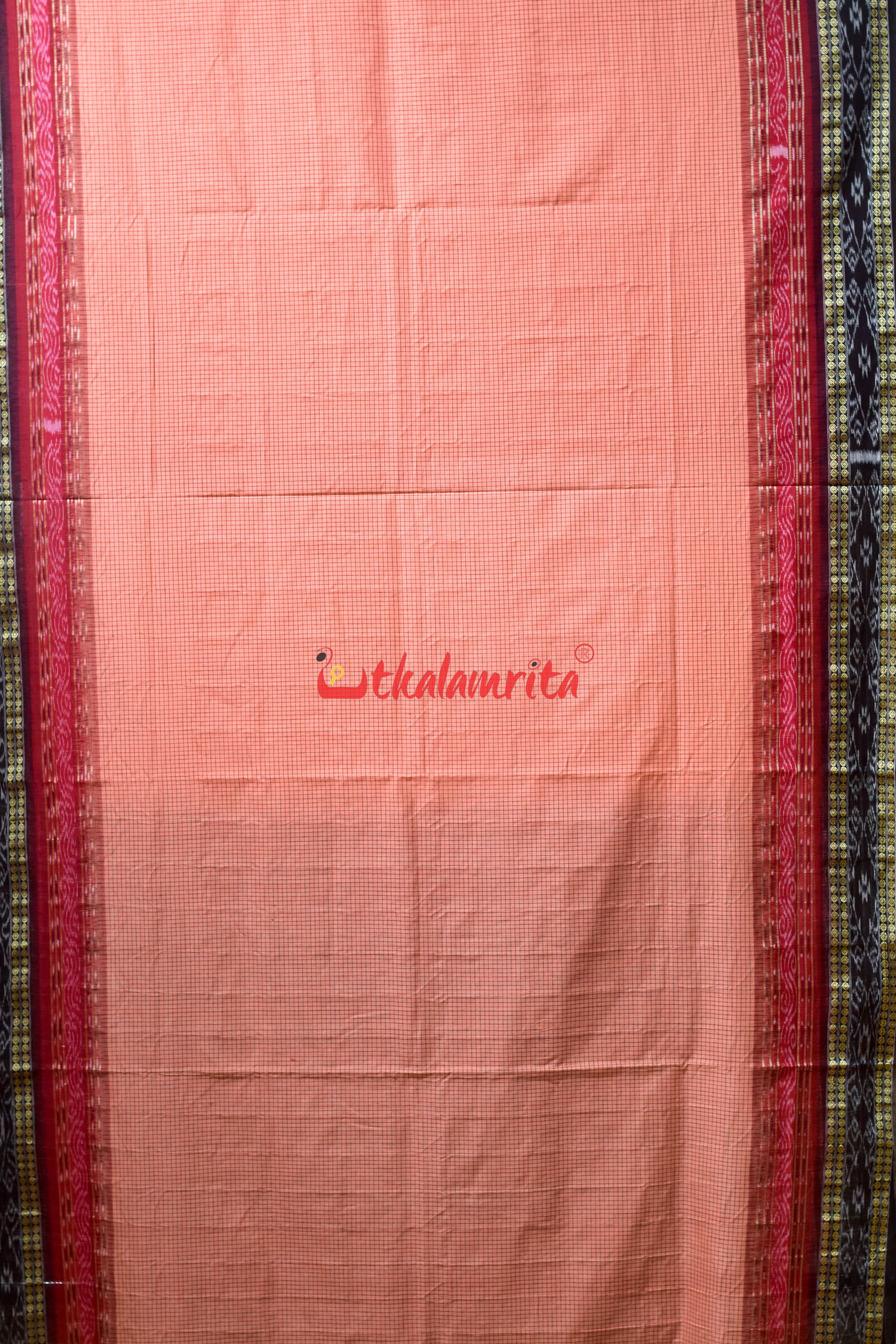 Peel Orange Sachipar Khandua Cotton Saree