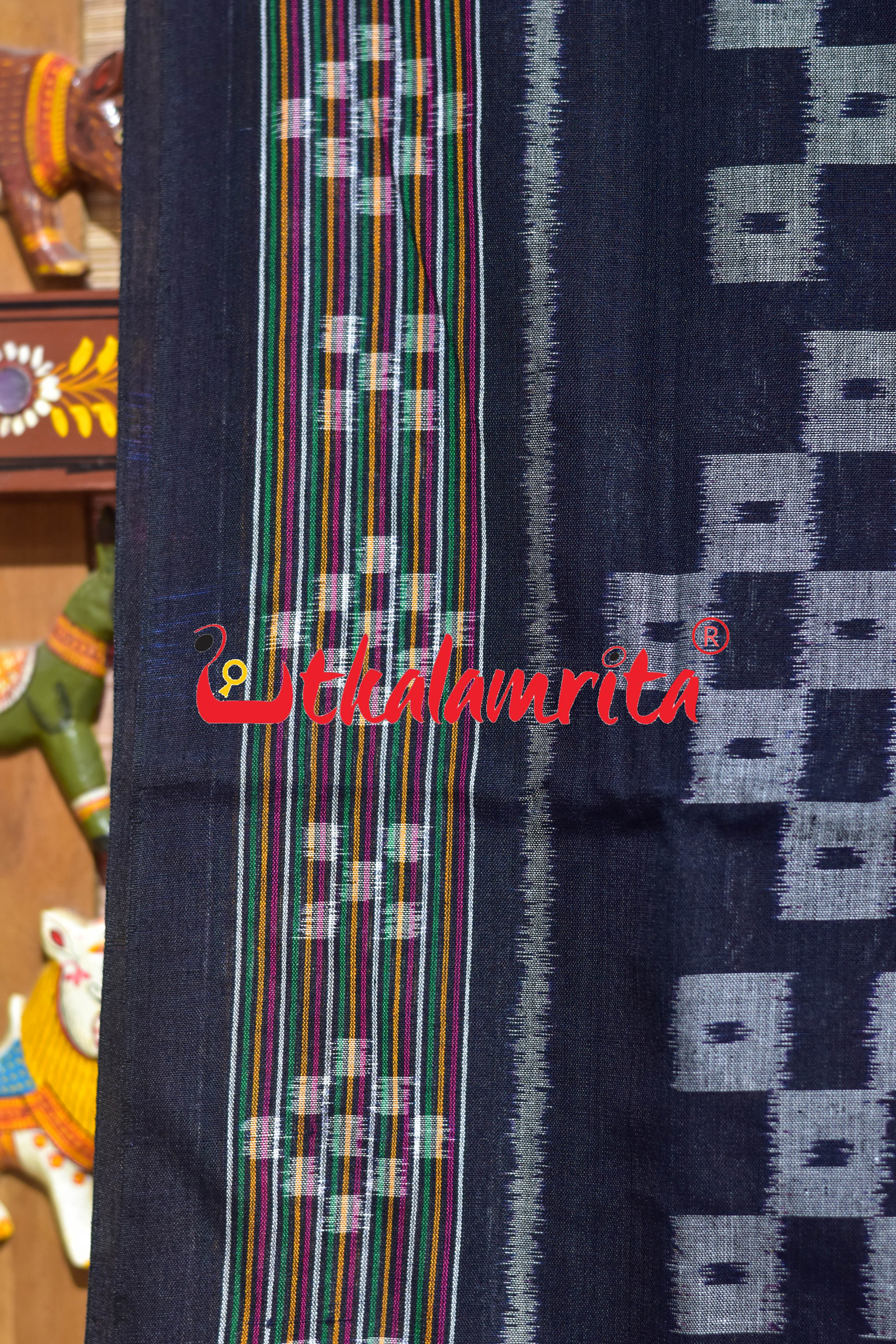 Blue Black Pasapali Scot Khandua Cotton Saree