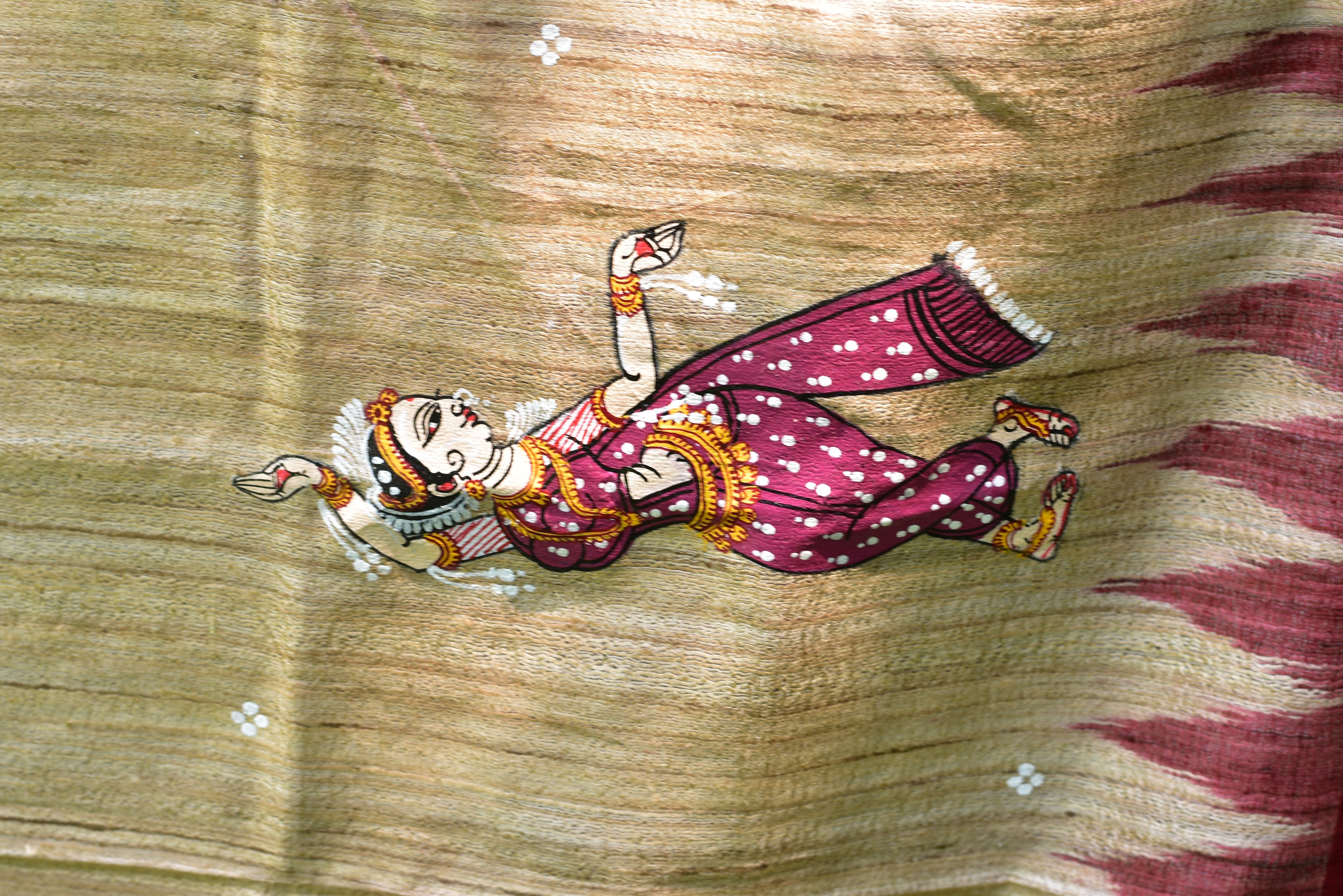 Jhamu Jatra Ghicha Tussar Ghee Maroon Saree