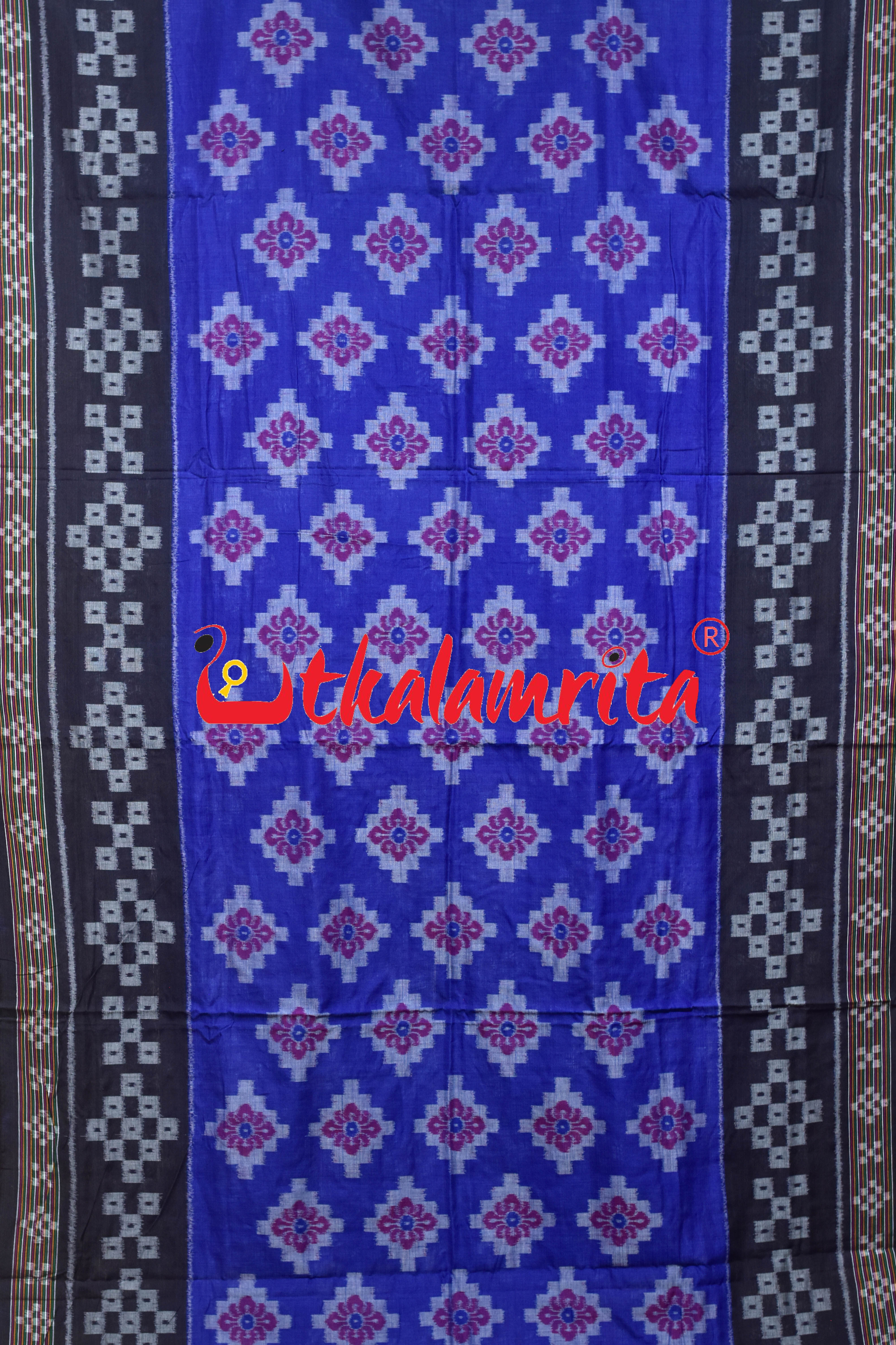 Blue Black Pasapali Scot Khandua Cotton Saree