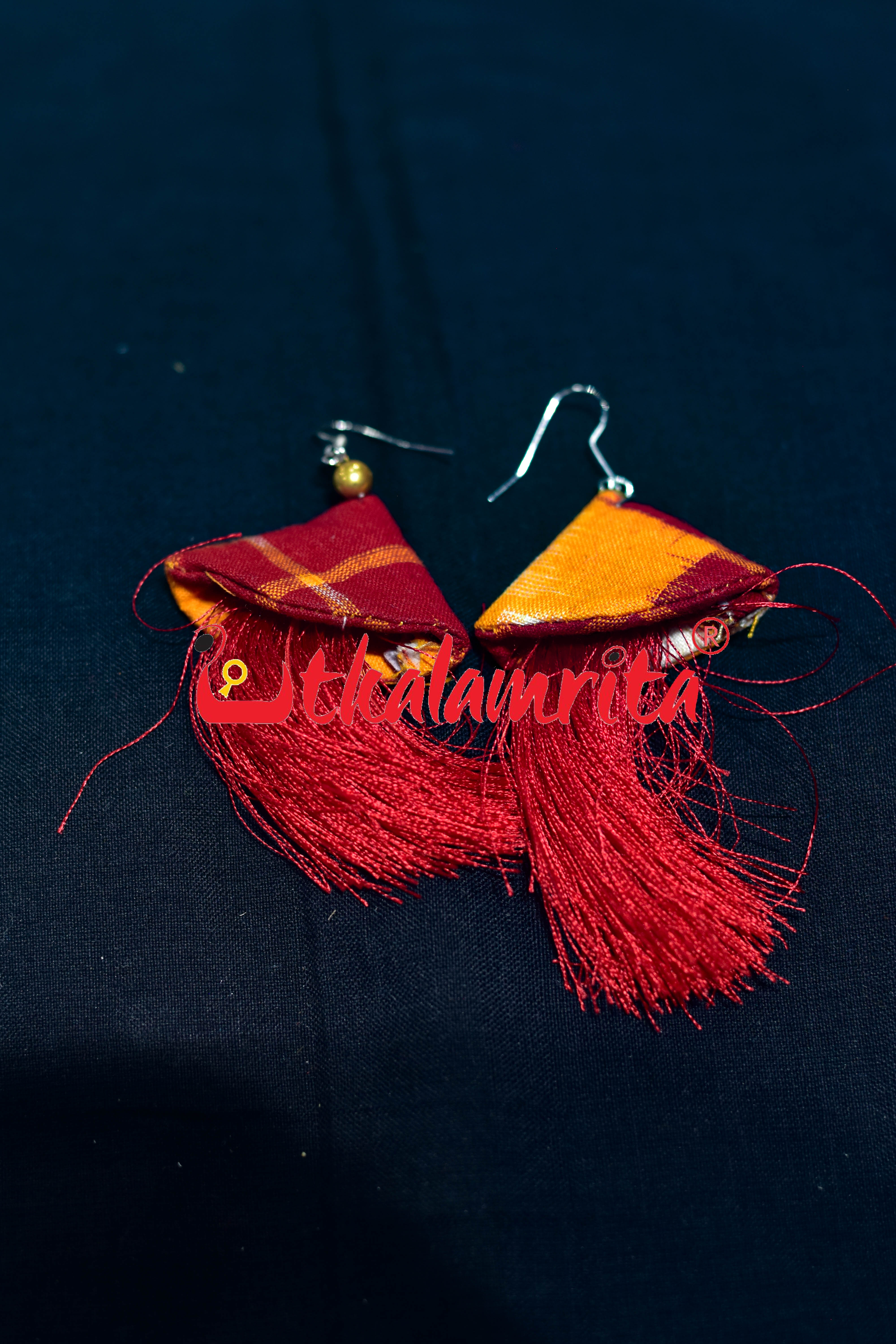Yellow Red Thread Earrings