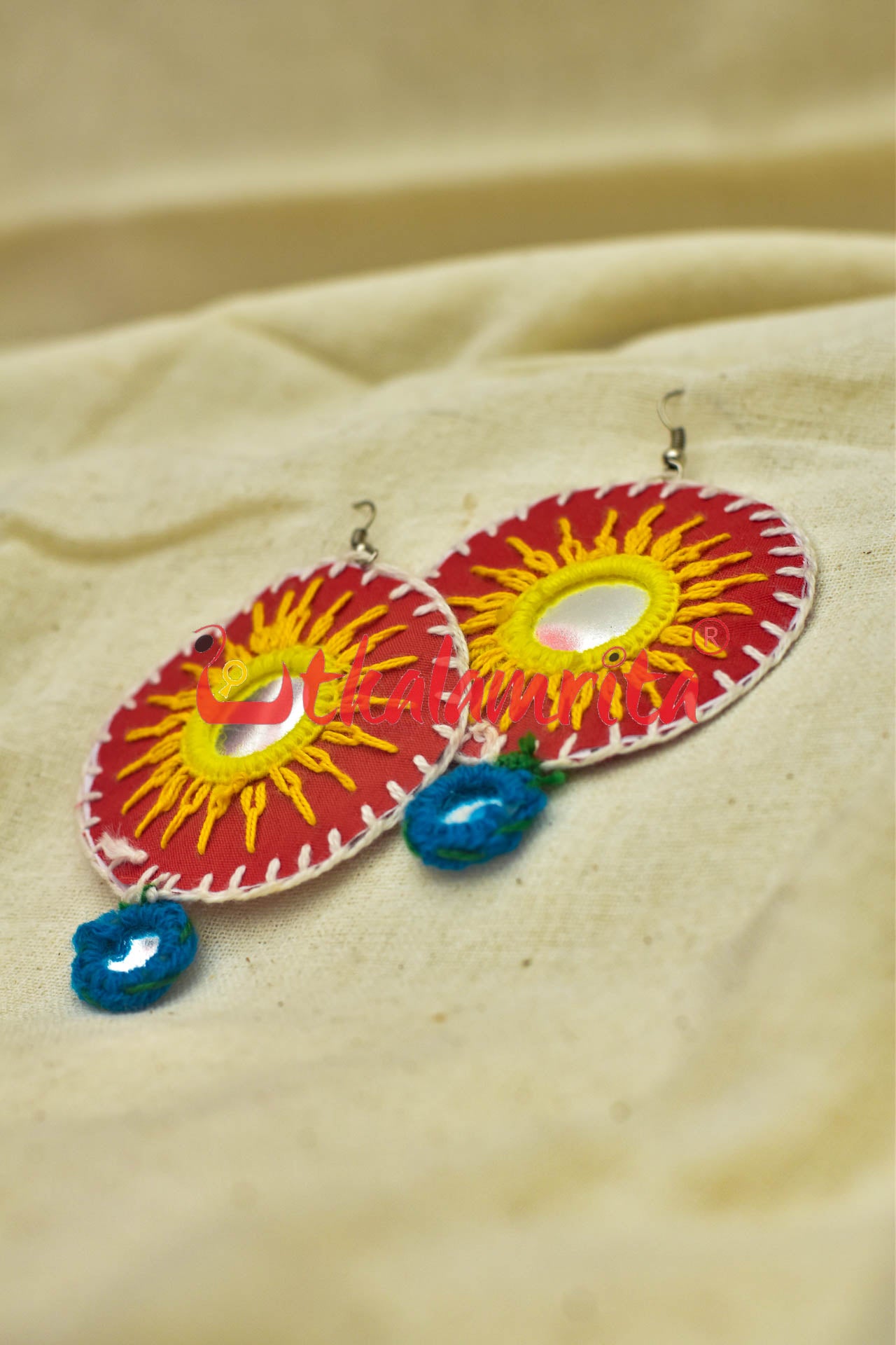 Red Rounds  (Pipli applique danglers)