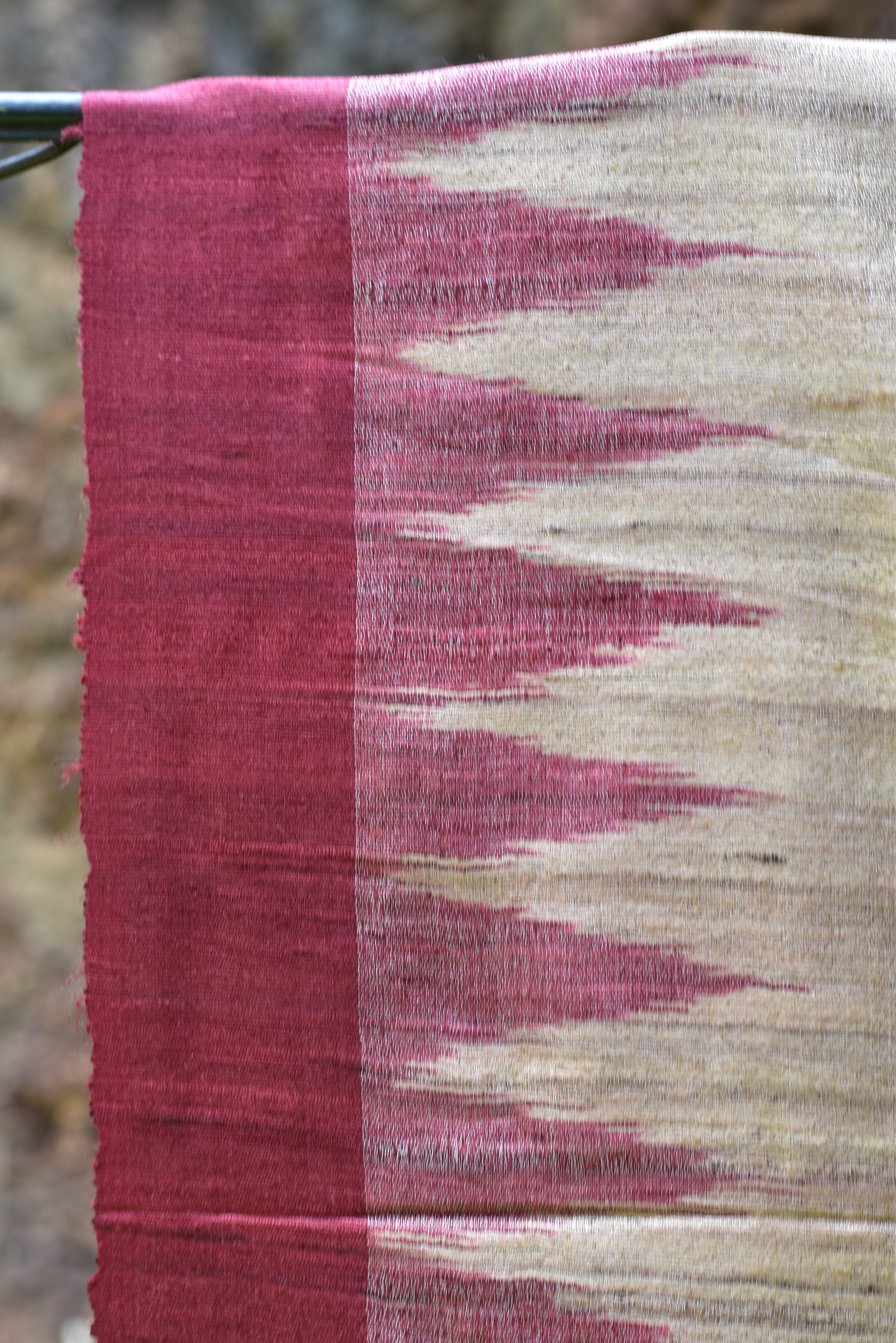 Jhamu Jatra Ghicha Tussar Ghee Maroon Saree