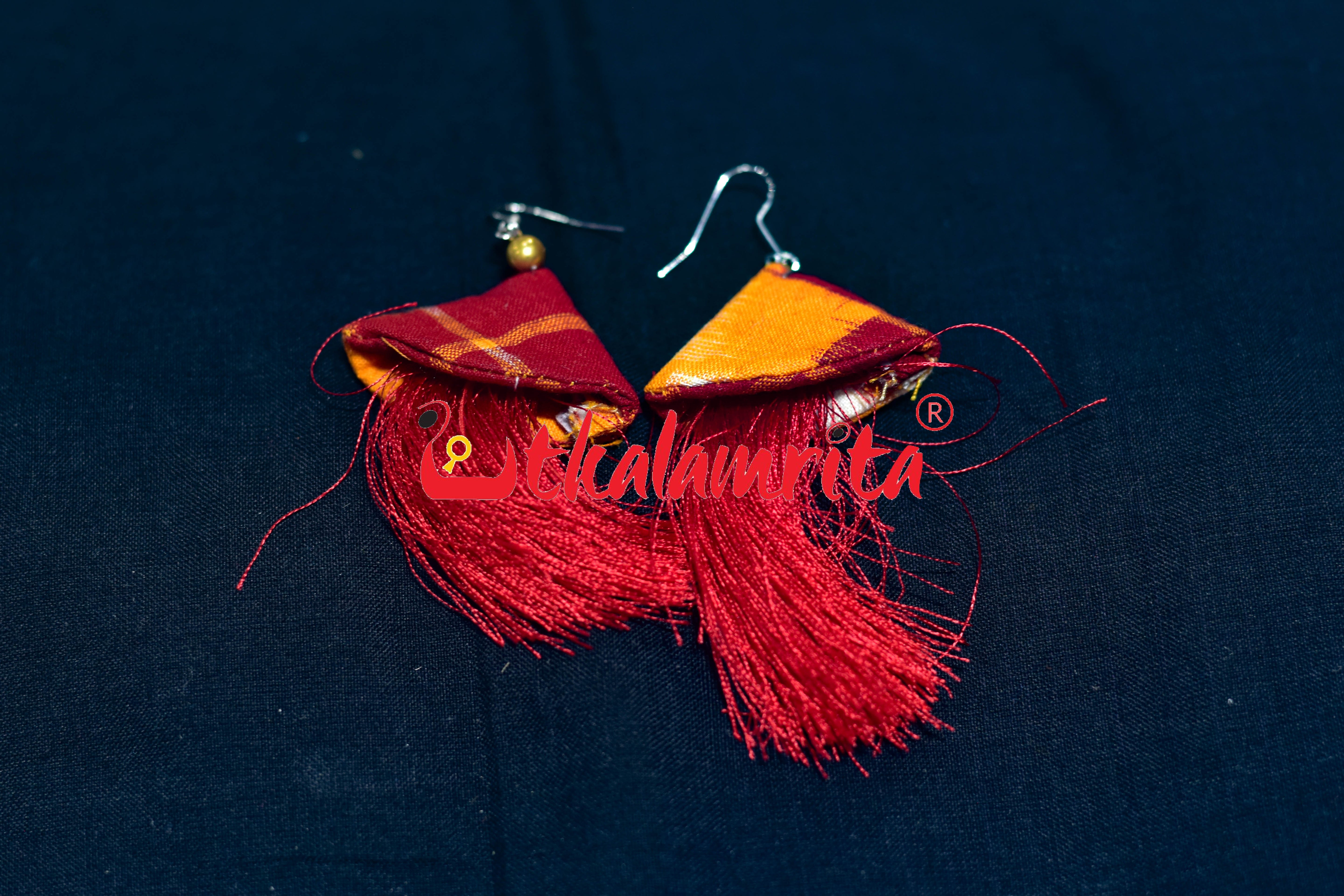 Yellow Red Thread Earrings