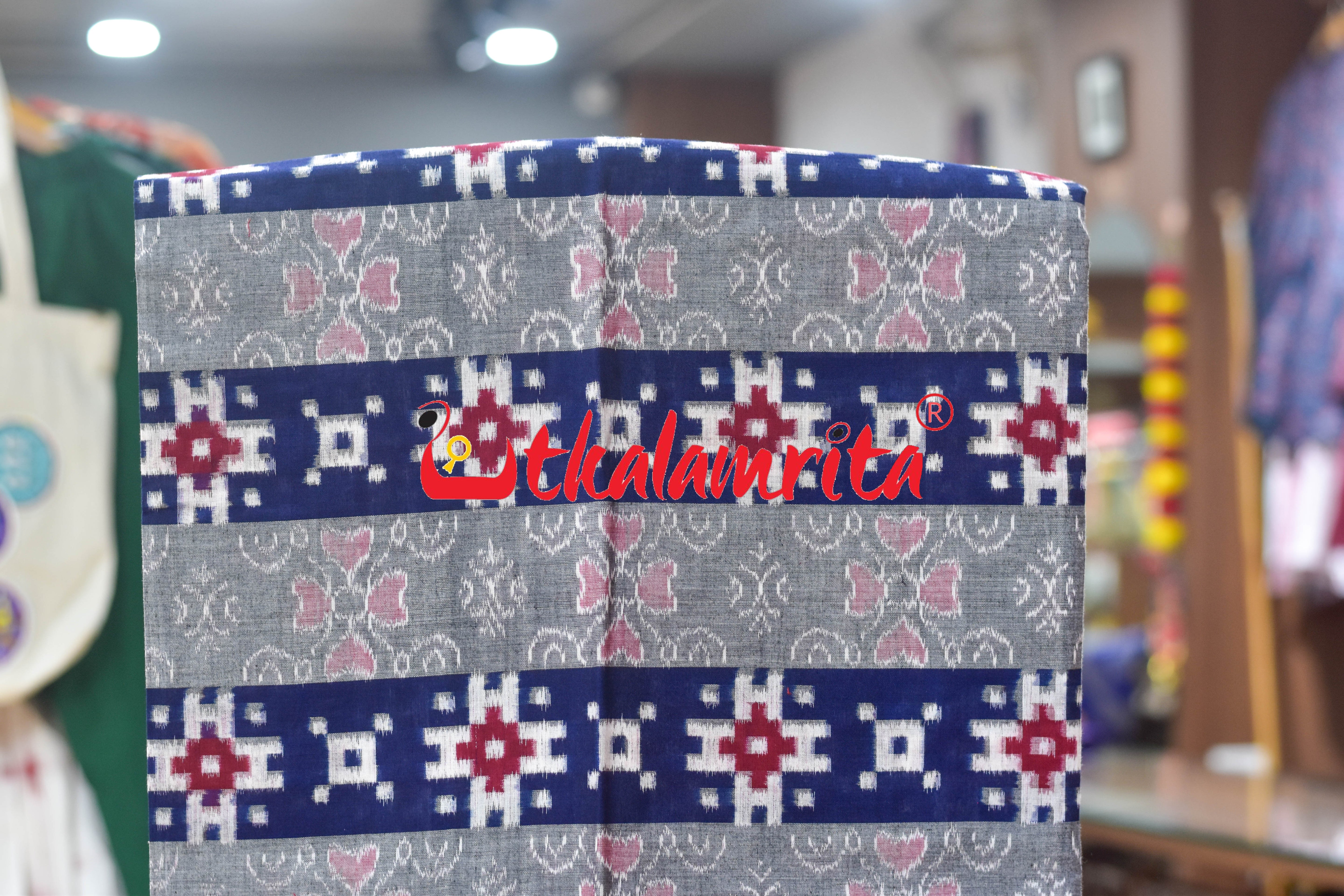 Blue Grey Flower Heart Pasapali Cotton Dress Set