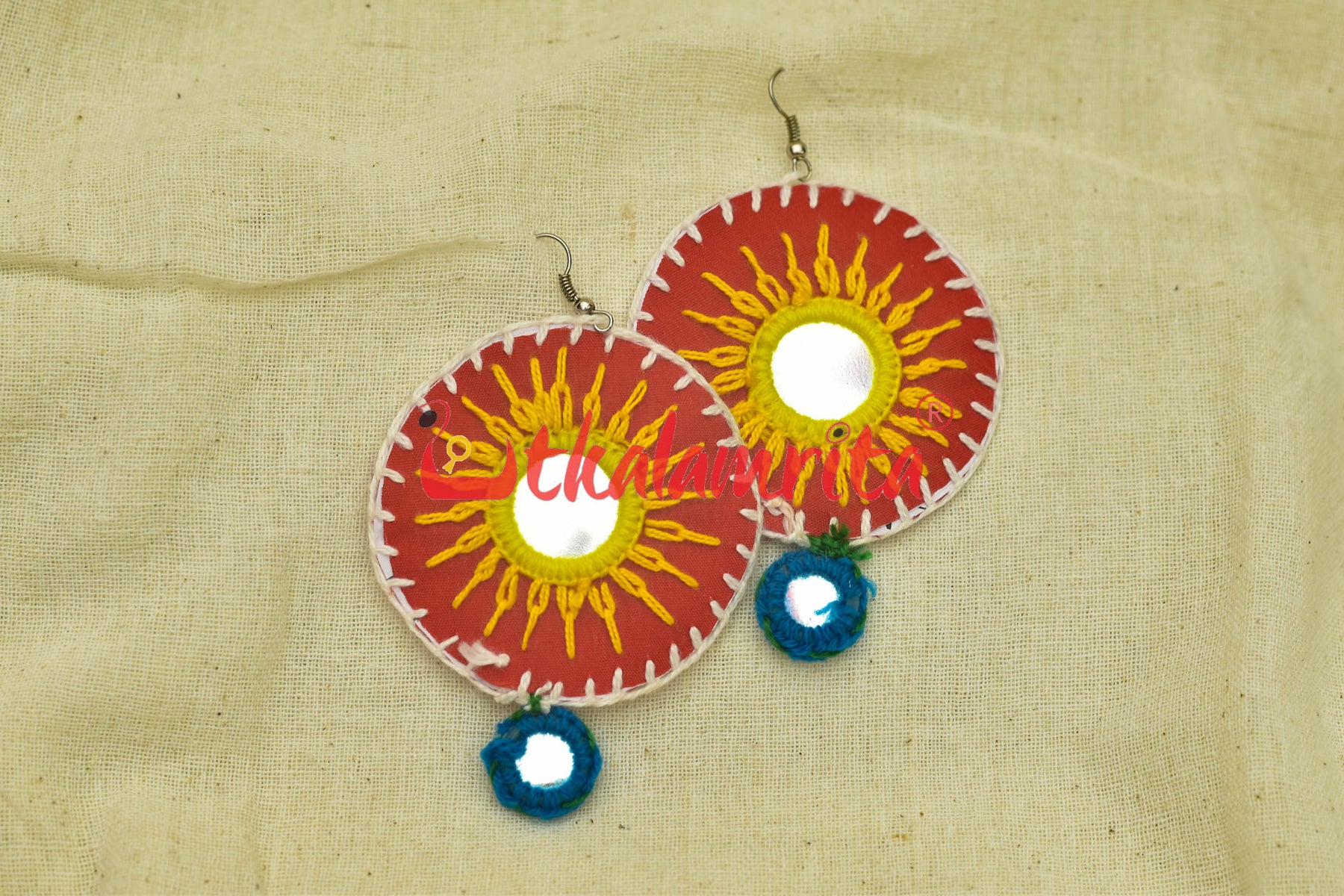 Red Rounds  (Pipli applique danglers)