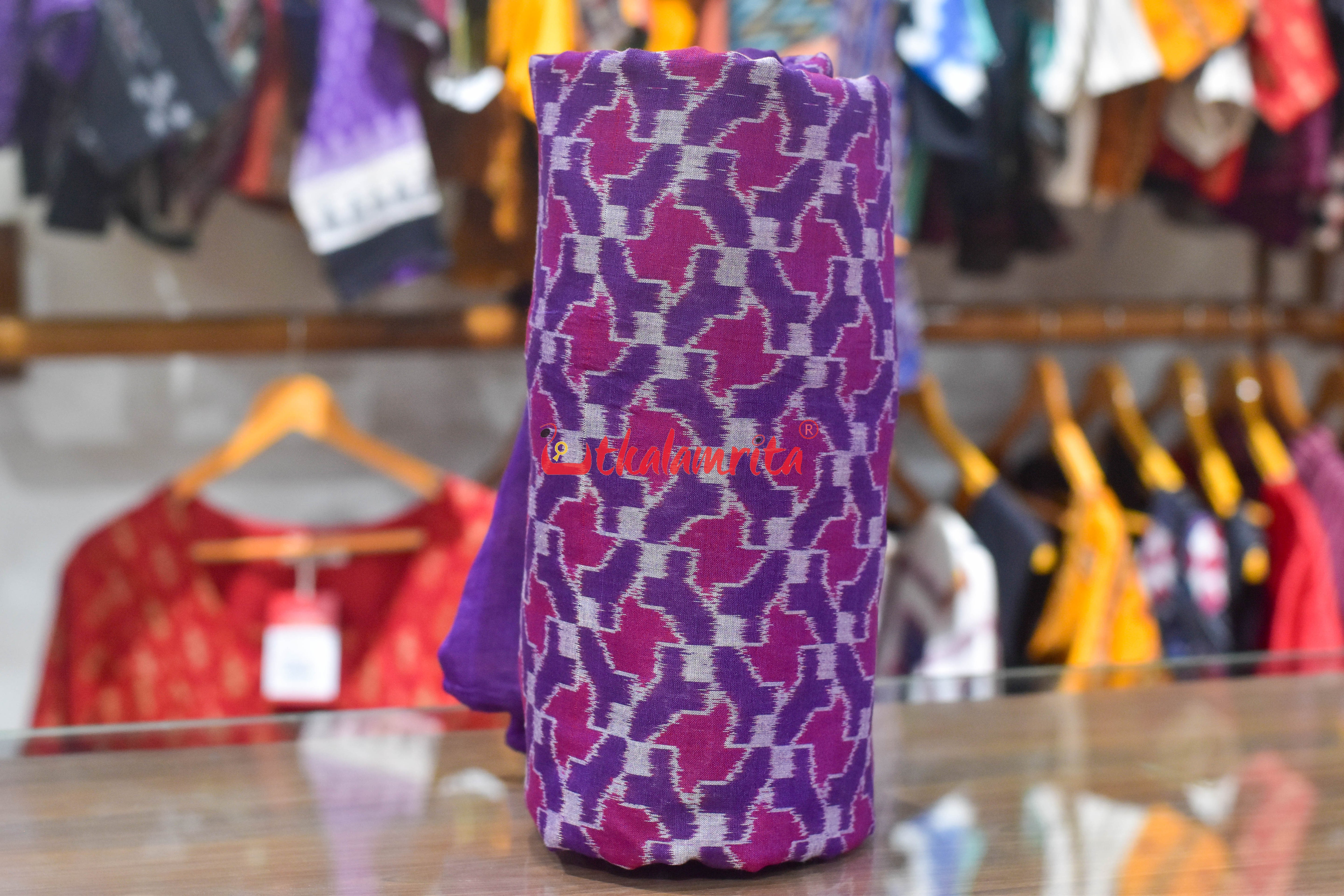 3D Jamun Chakra Purple Sambalpuri Cotton (Fabric)