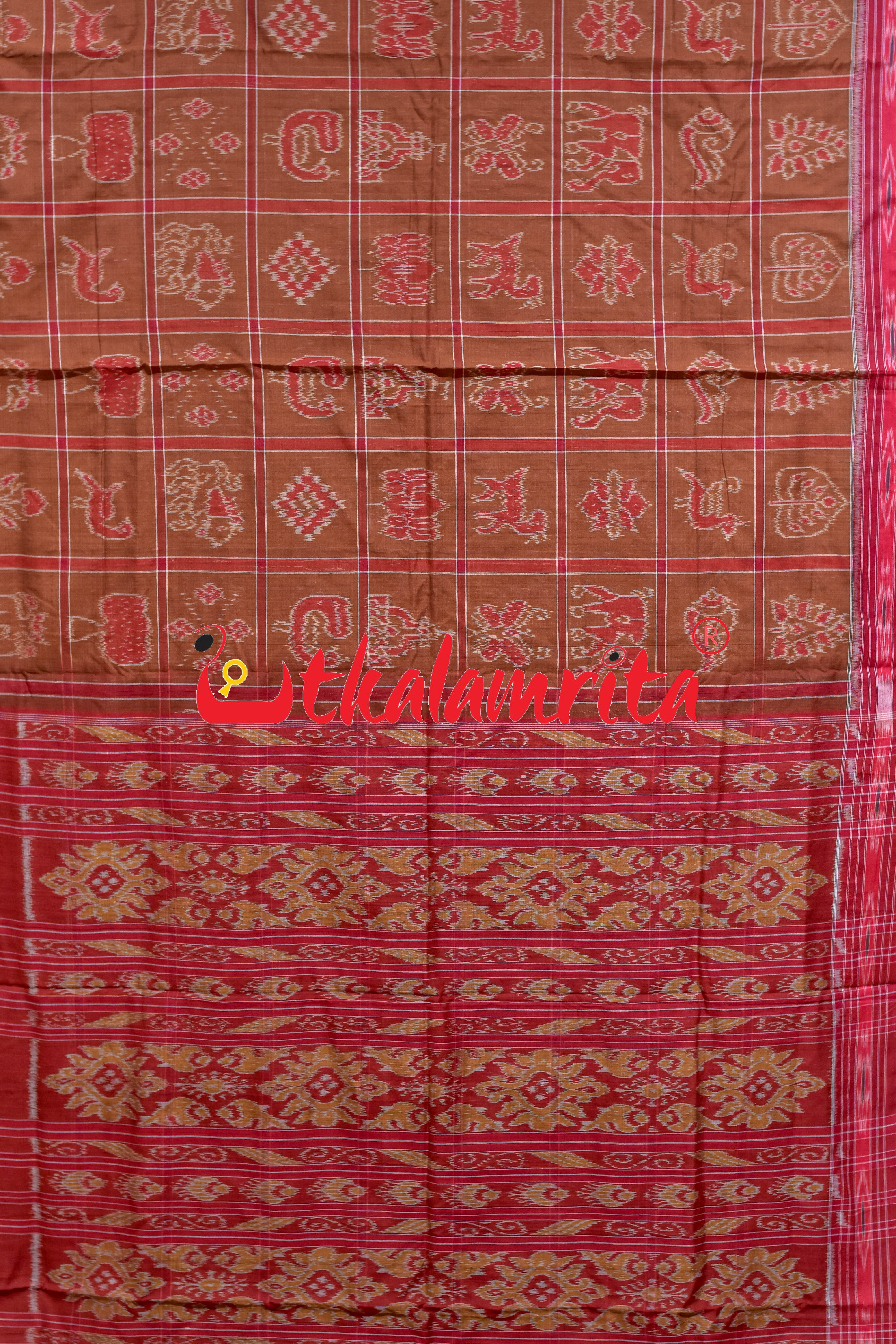 Brown Nabakothi Cotton Saree
