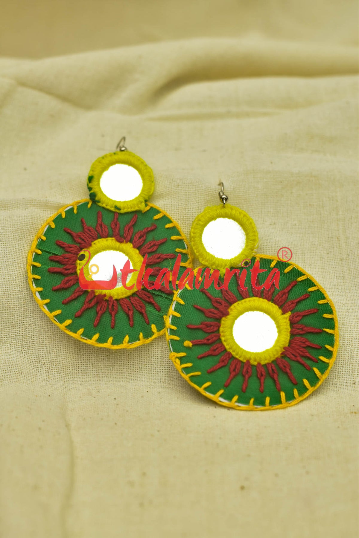 Green Rounds (Pipli applique danglers)