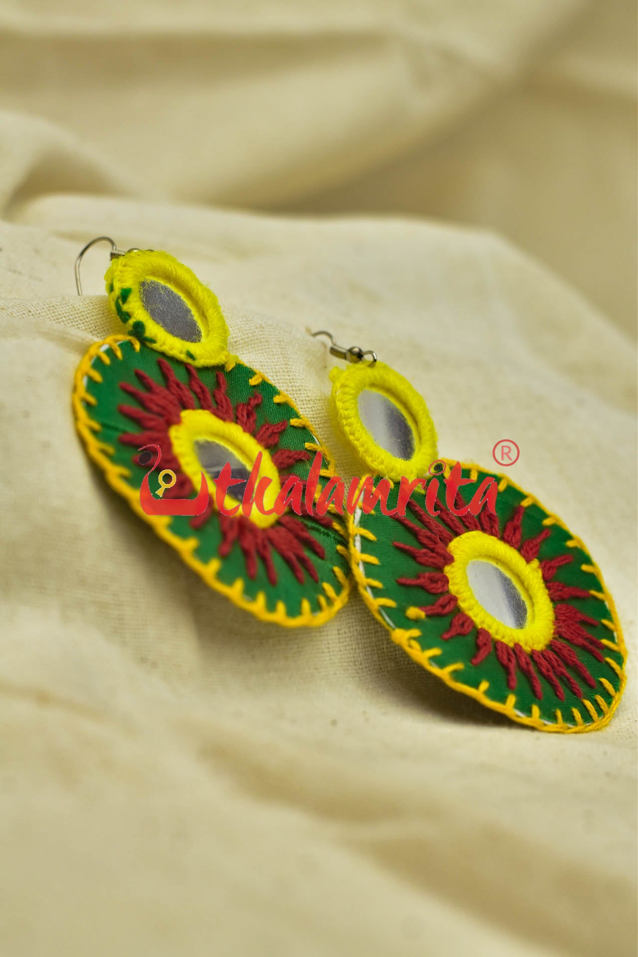 Green Rounds (Pipli applique danglers)