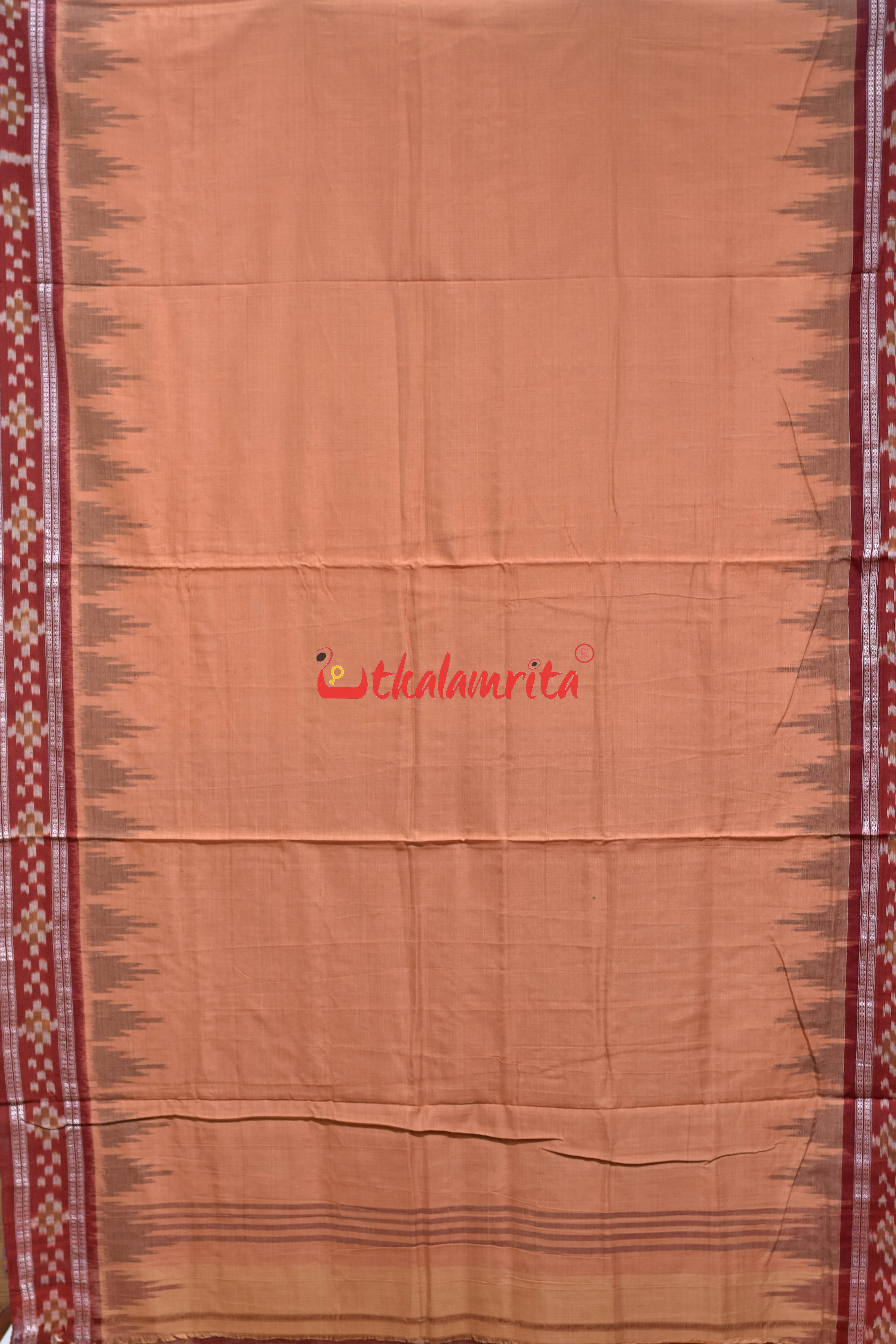 Border Pasapali Cream Maroon Khandua Cotton Saree