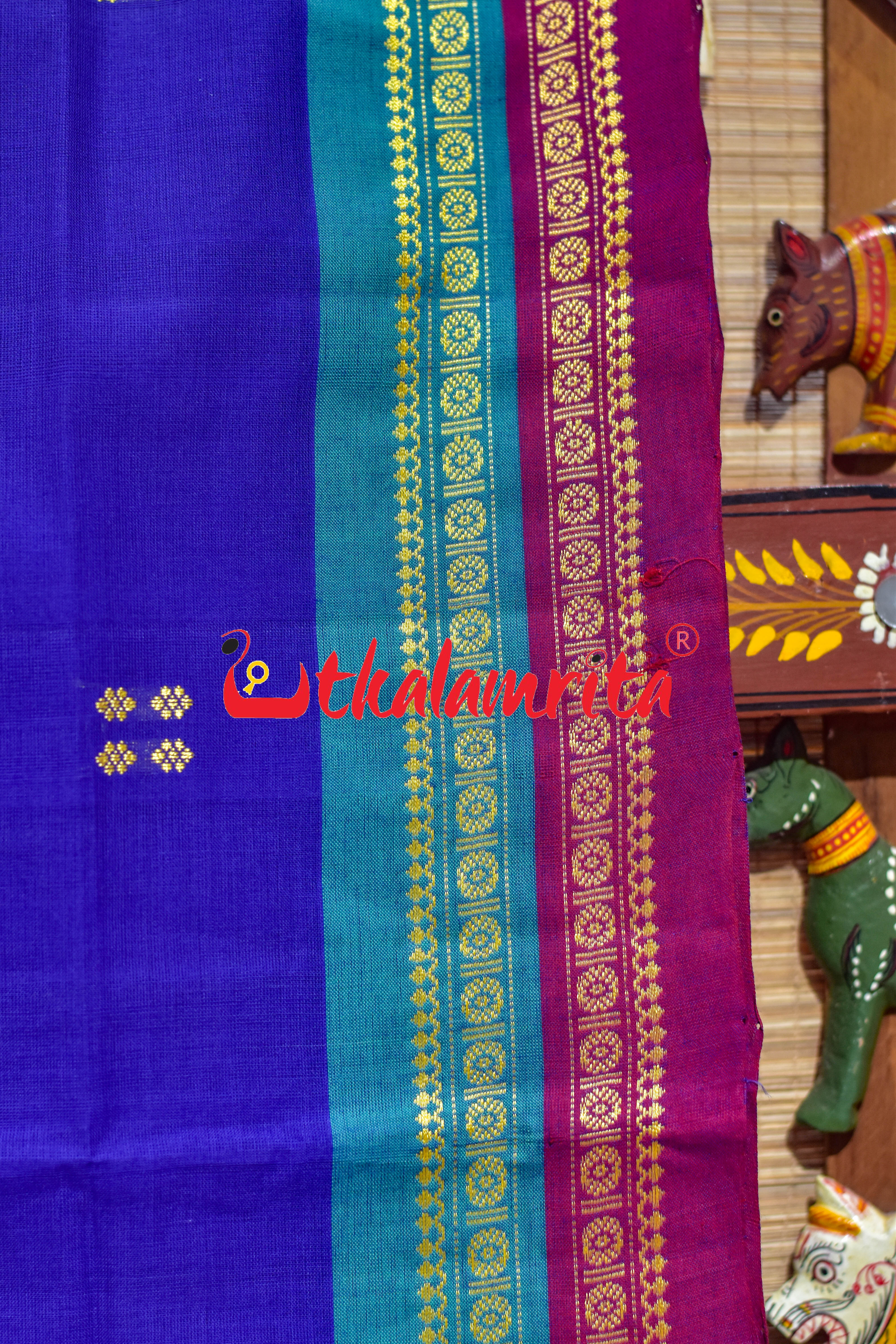 Purple Double Border Doby Pittala Single Cotton Saree
