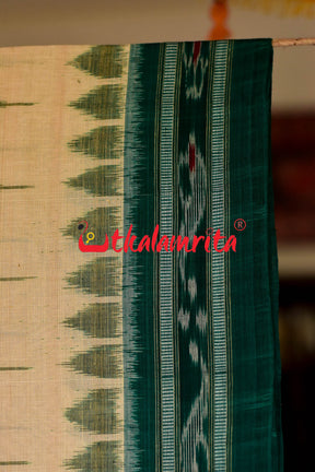 Off White Green Labanga Khandua Saree