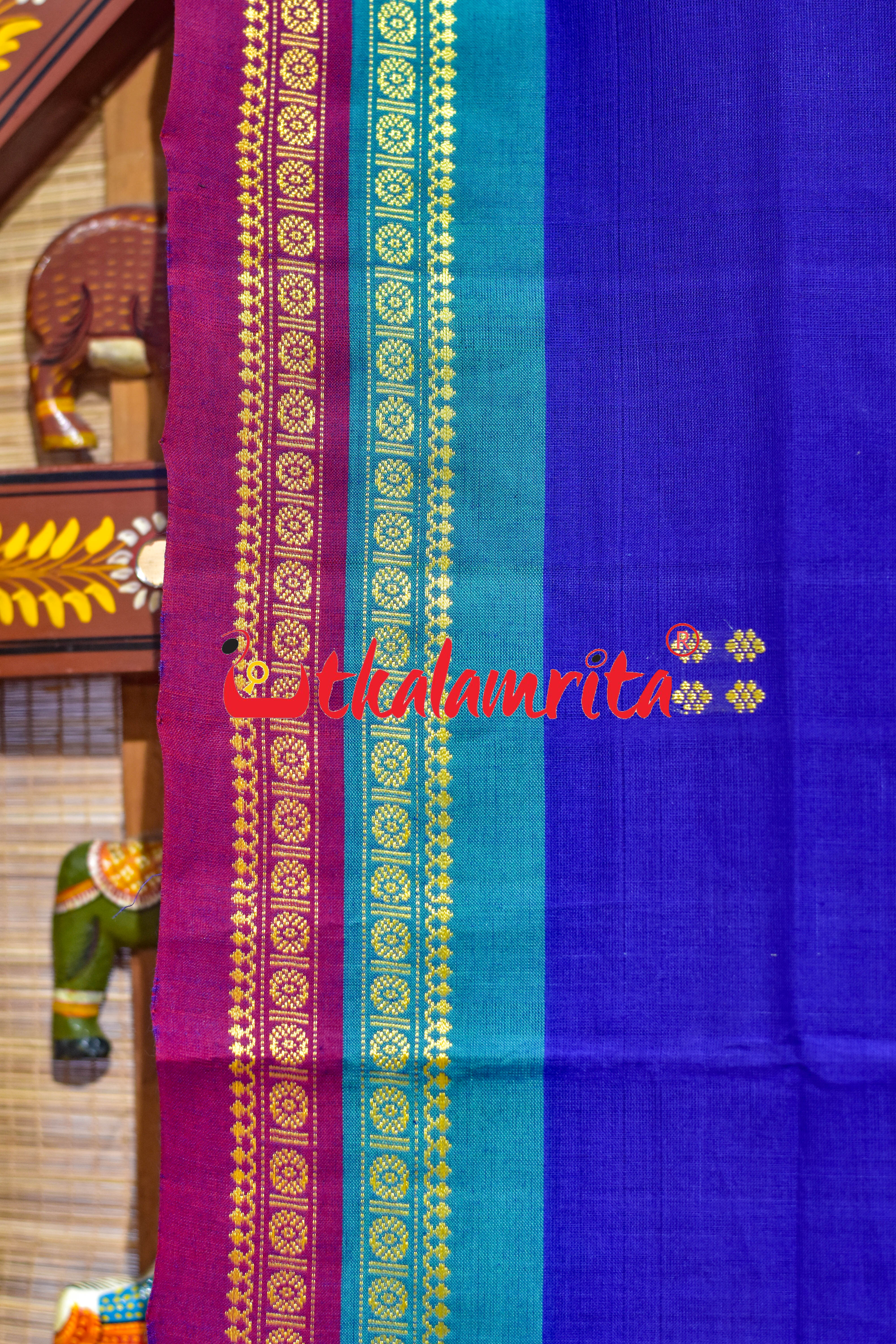 Purple Double Border Doby Pittala Single Cotton Saree