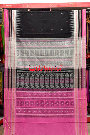 3 Dhadi Black Pink Bomkai Cotton Saree