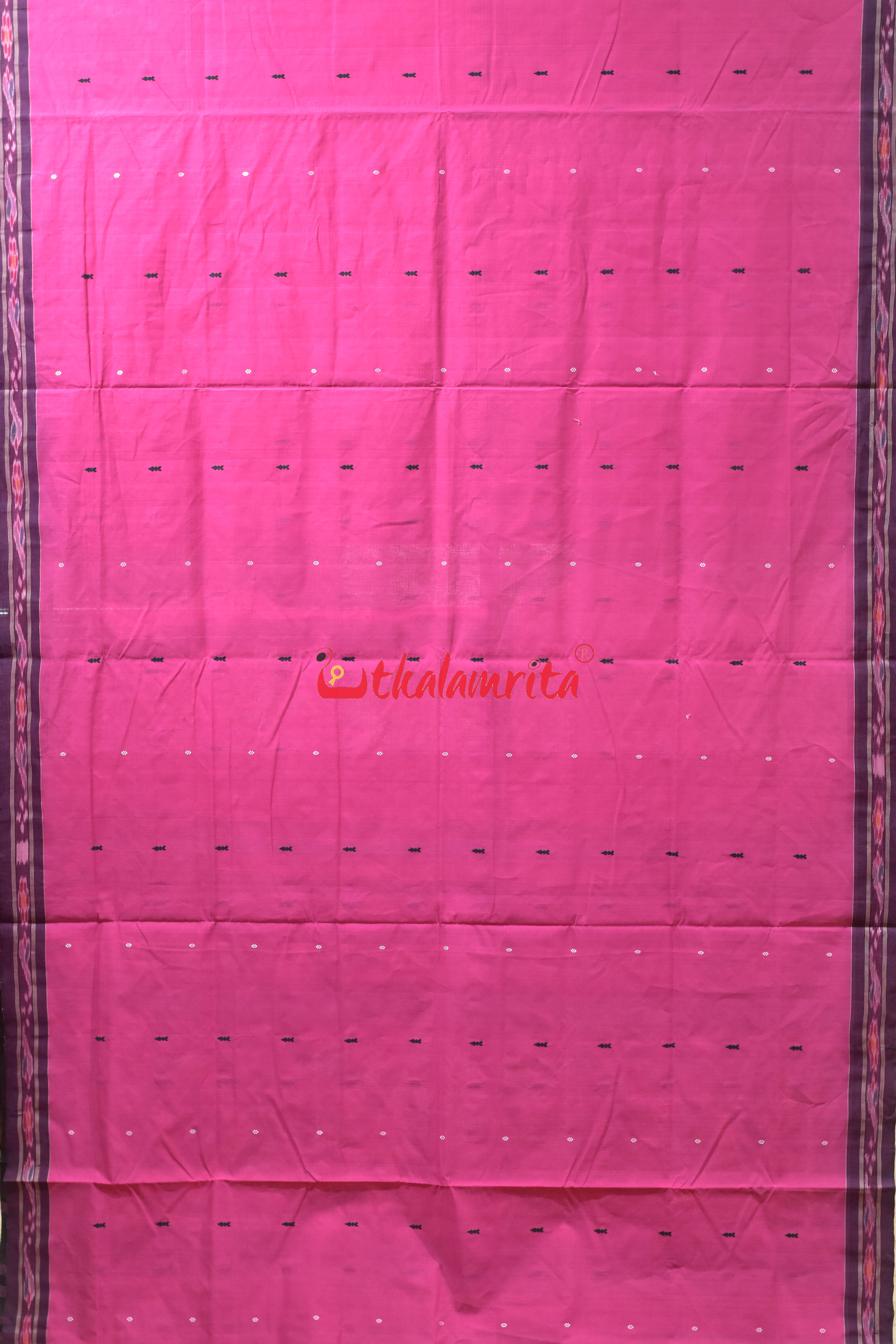 Pink Black Pittala Single Cotton Saree