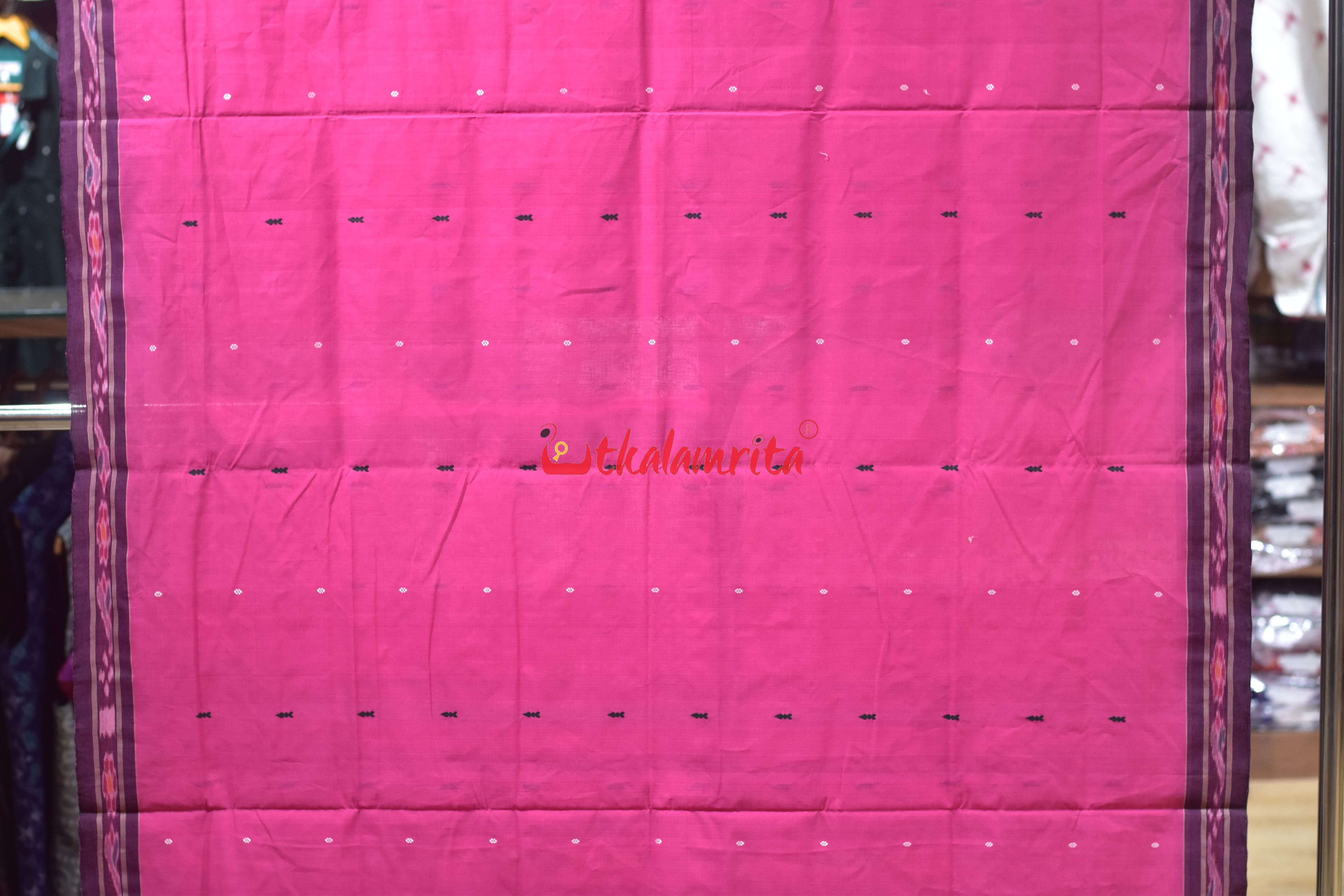 Pink Black Pittala Single Cotton Saree