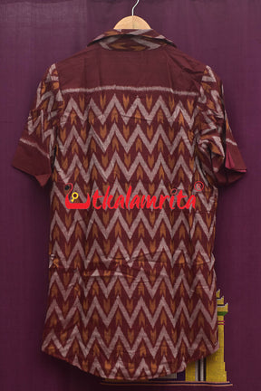 Maroon Waves Collared (Ladies' Short kurta)